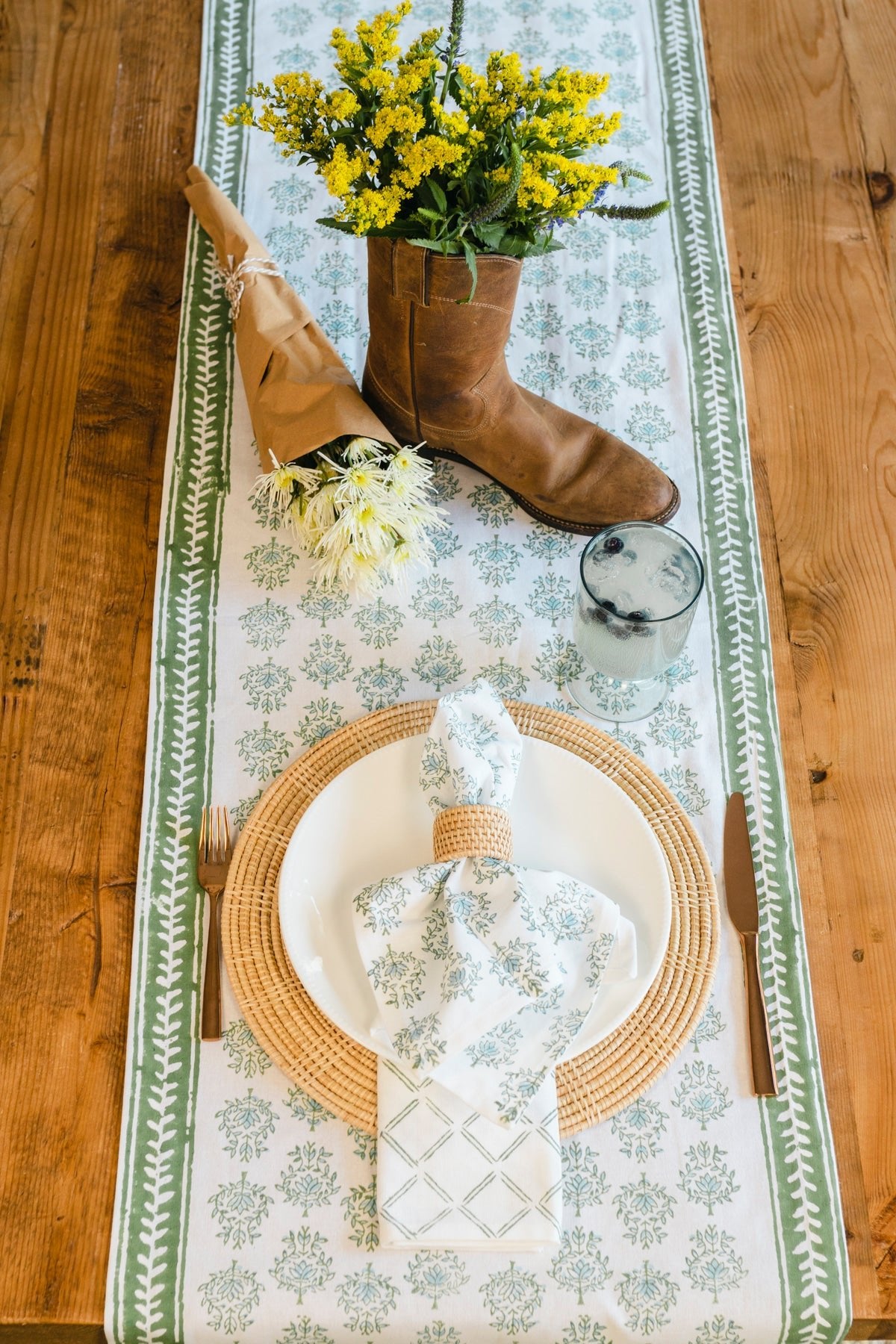 Organic Napkins (set of 4) - Lotus, Sage & Uniform Blue - The Mended Company