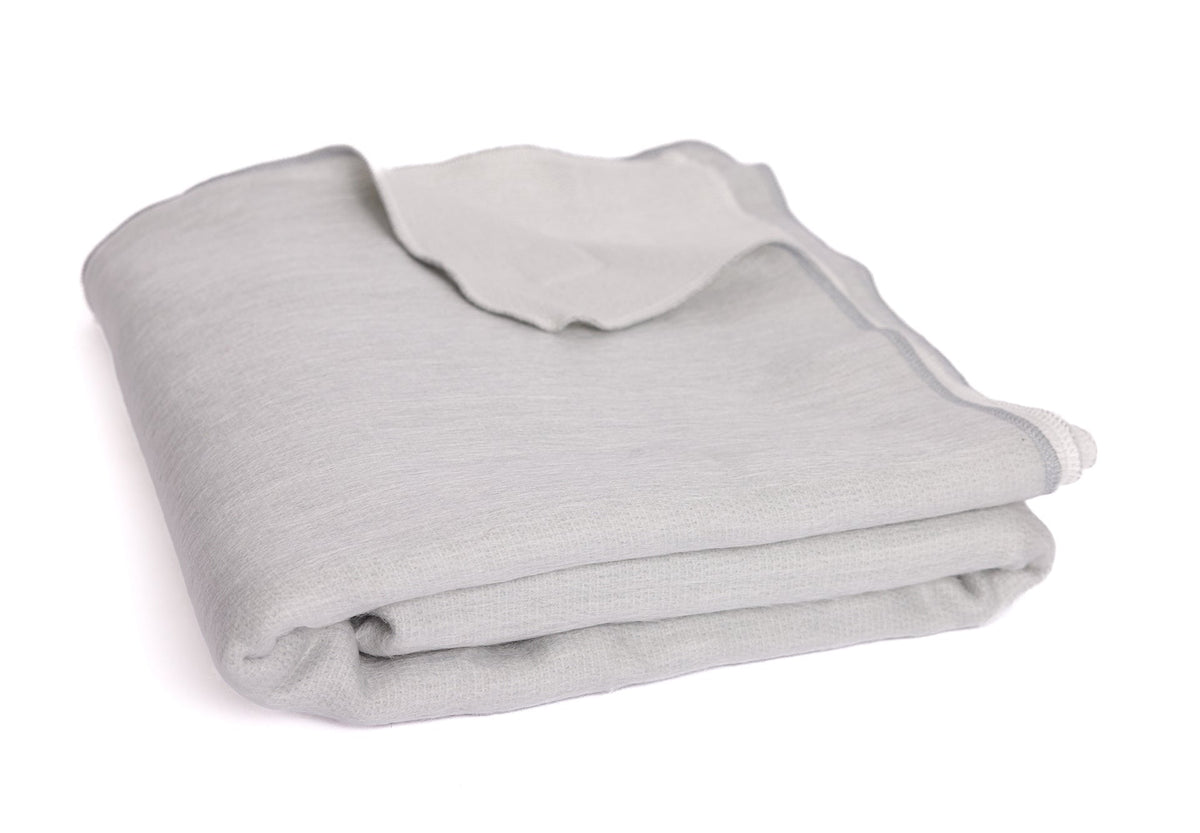 folded light gray alpaca throw blanket