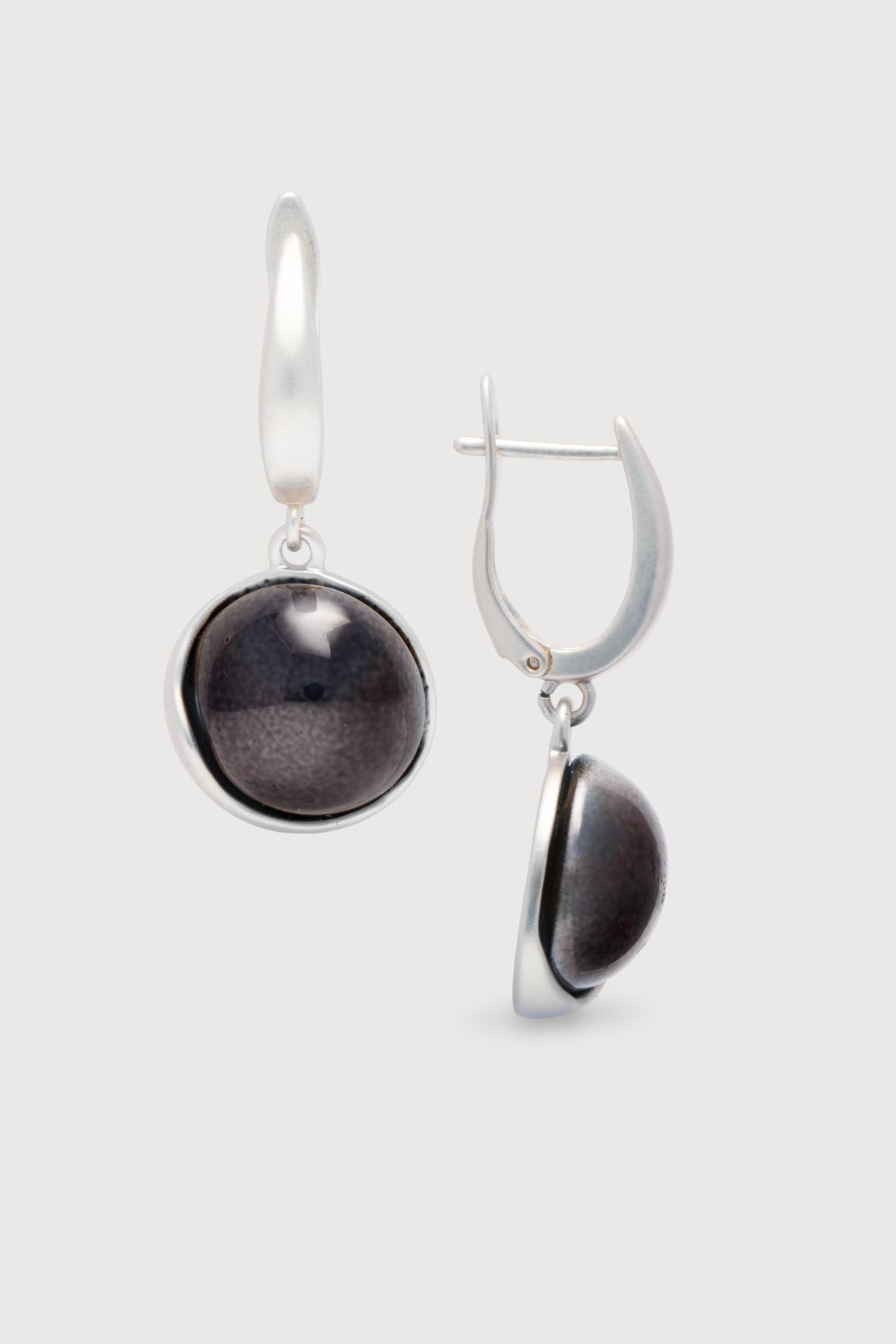 Colored Orb Dangle Earrings Slate matte black