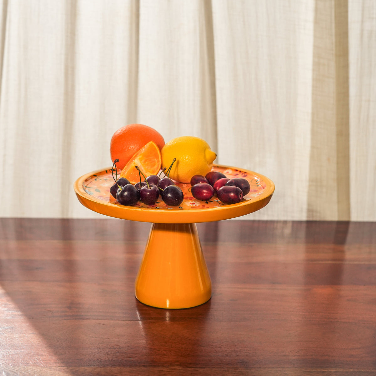 Handcrafted Sunburst Bloom Wooden Cake Stand