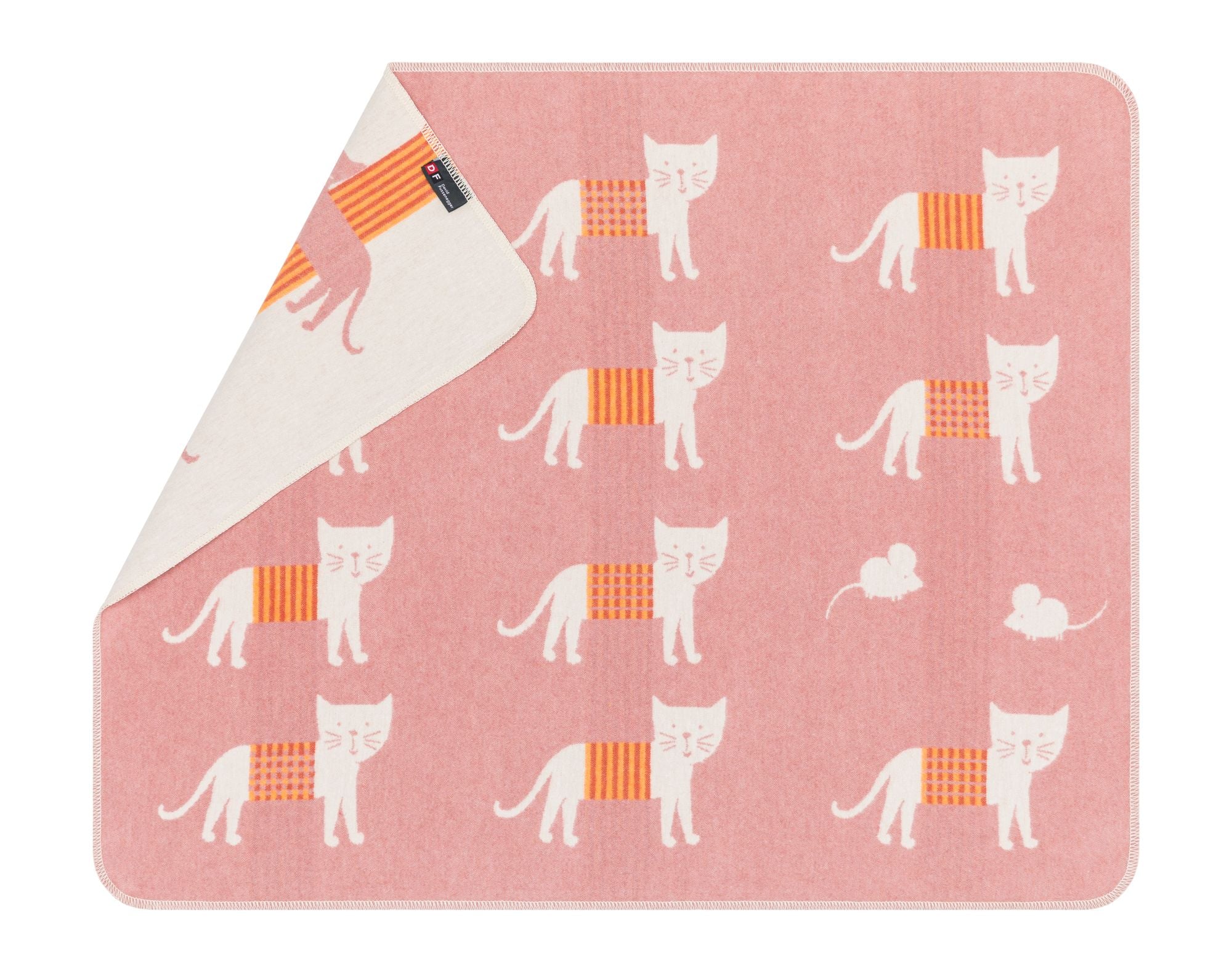 JUWEL baby blanket "cats allover" in rouge . Blanket made by David Fussenegger , a family-run mill in Austria.