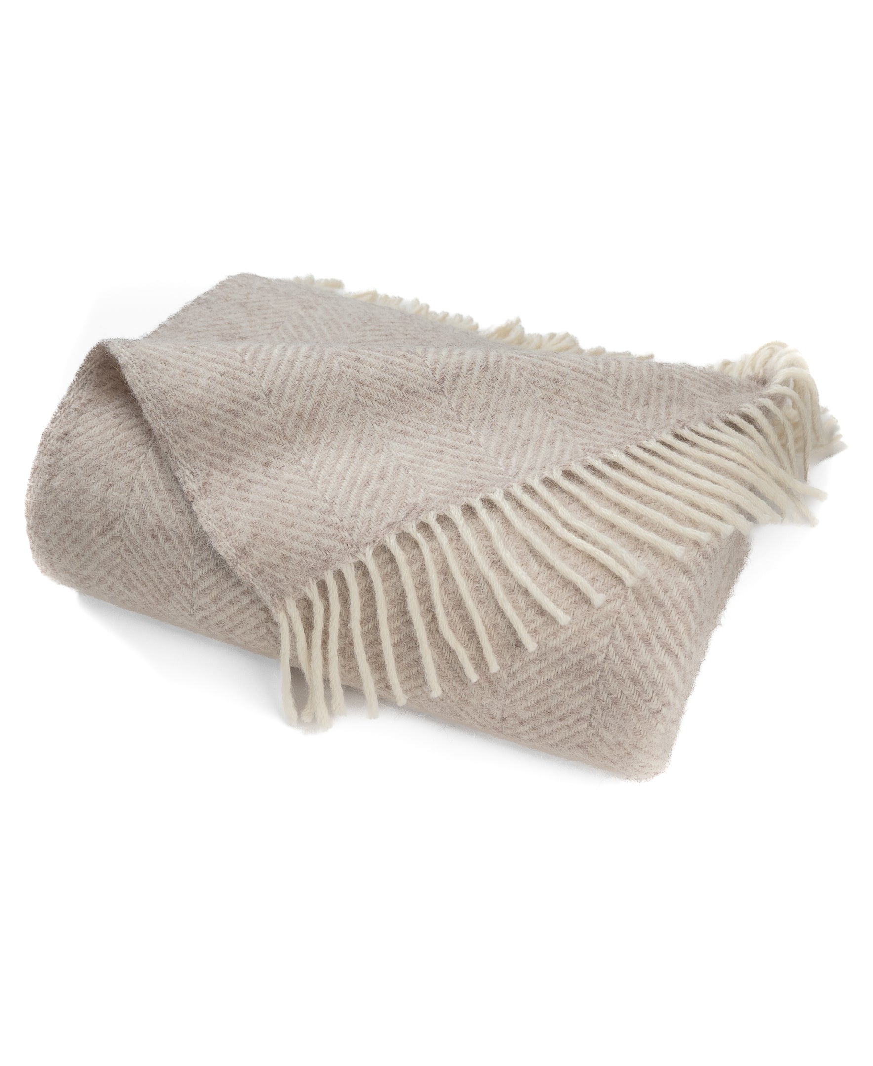 Highland Tweeds Herringbone Pure New Wool Throw ~ Linen ~-Throws and Blankets-[bar code]-Prince of Scots
