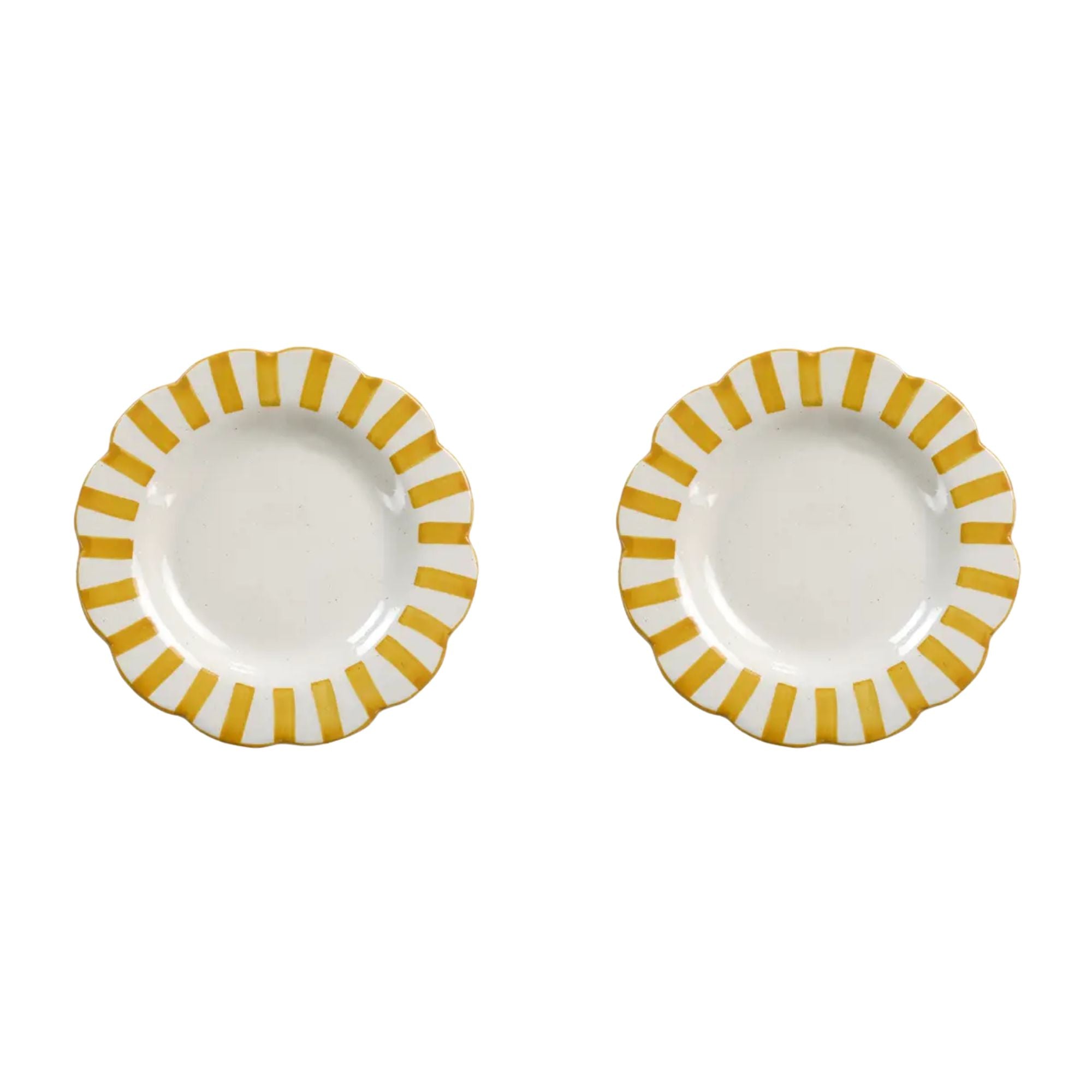 Ceramic stripe Salad Plate, Yellow- 8.25x 8.25 x 1.25 Inches ( Set of 2 )