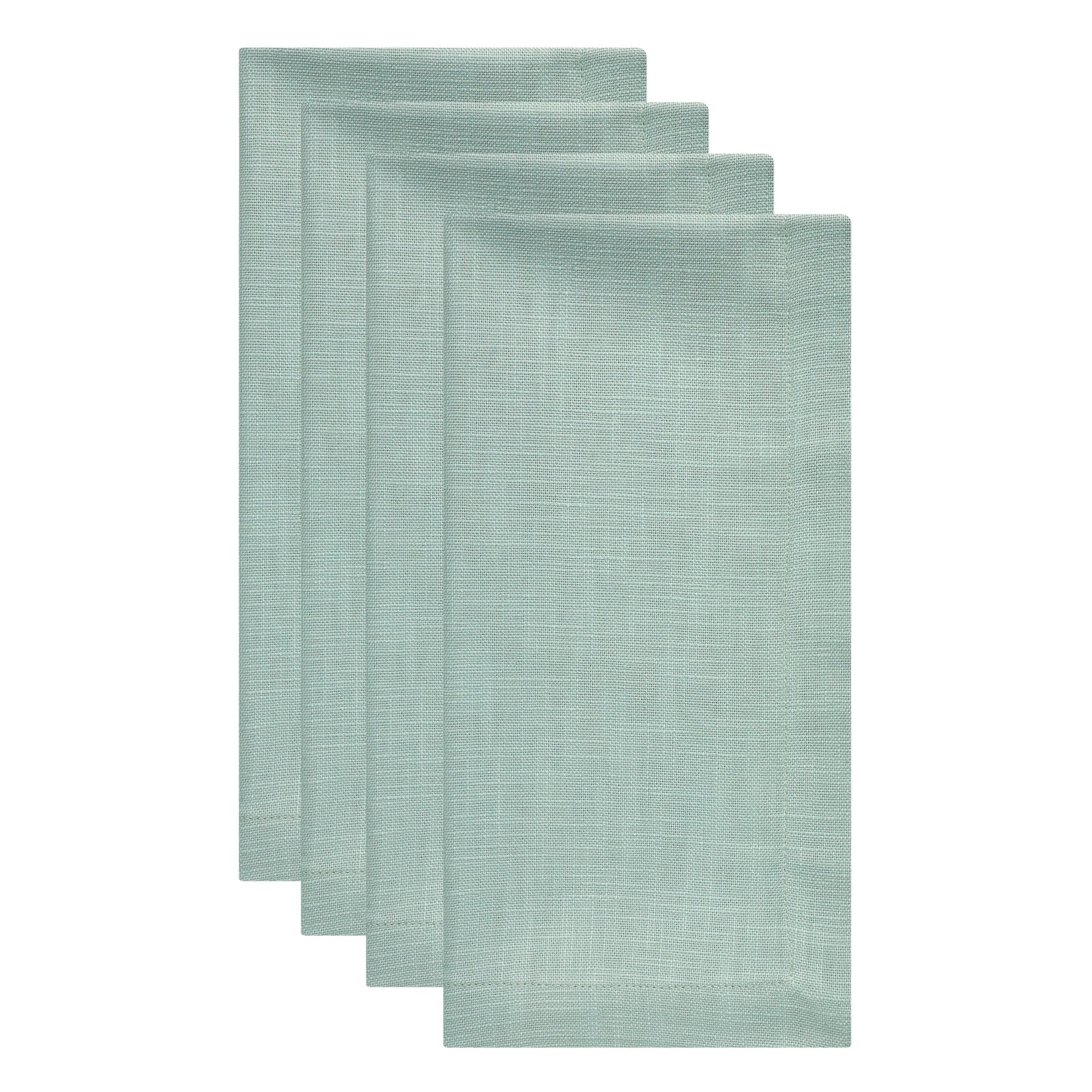 NP-4811-2020_2|Set of 4 seafoam green reusable linen blend dinner napkins. Perfect for elegant dining table settings and daily use, easy care.
