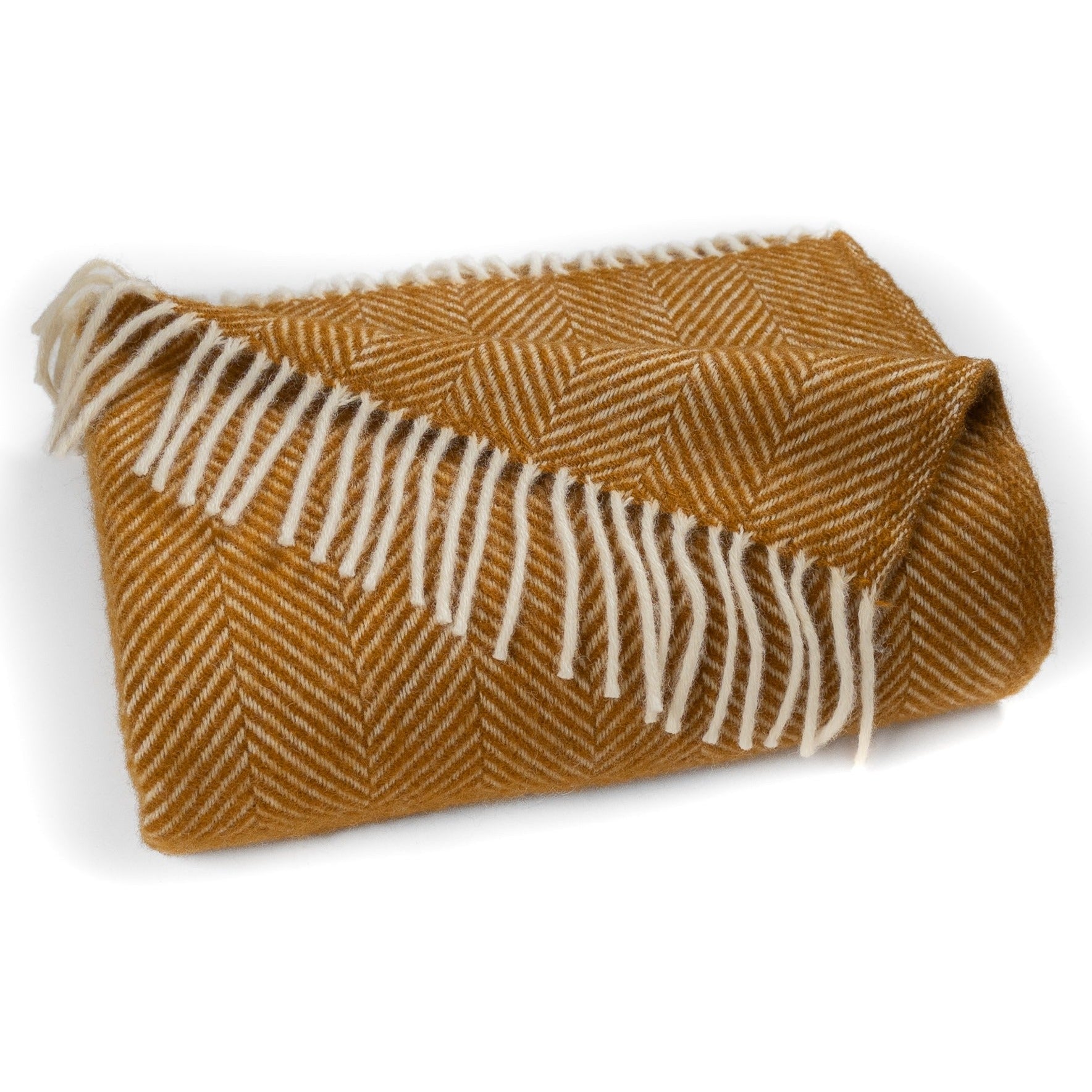 Highland Tweeds Herringbone Pure New Wool Throw ~ Whiskey ~-Throws and Blankets-[bar code]-Prince of Scots