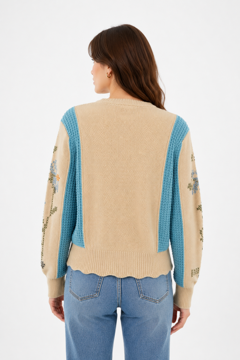 Meadow Stitch Embroidered Cardigan - Blue