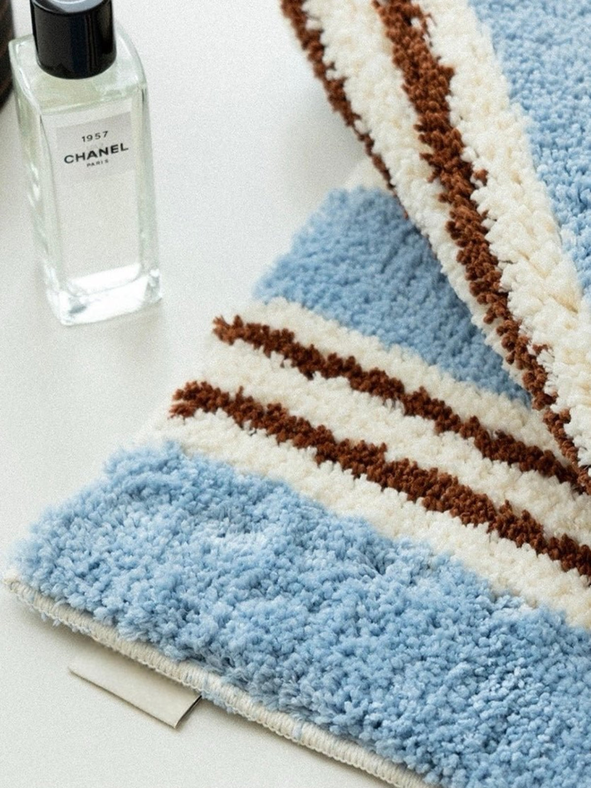 Ultra Soft Retro Blue Stripe Bath Rug, Absorbent Mat - Retro Blue Stripe Bath Rug - INSPECIAL HOME