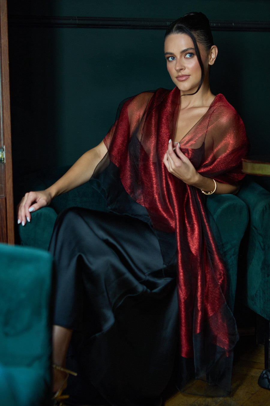 Silk Glimmer Scarf - Dark Red