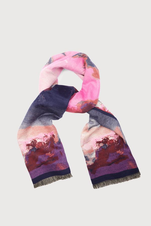 Multicolor Abstract Splatter Reversible Scarf - Multi
