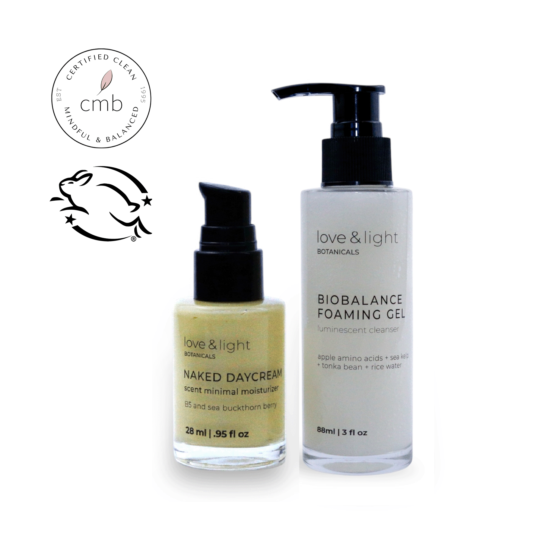 Basics cleanse + moisturize kit with Biobalance + Naked daycream
