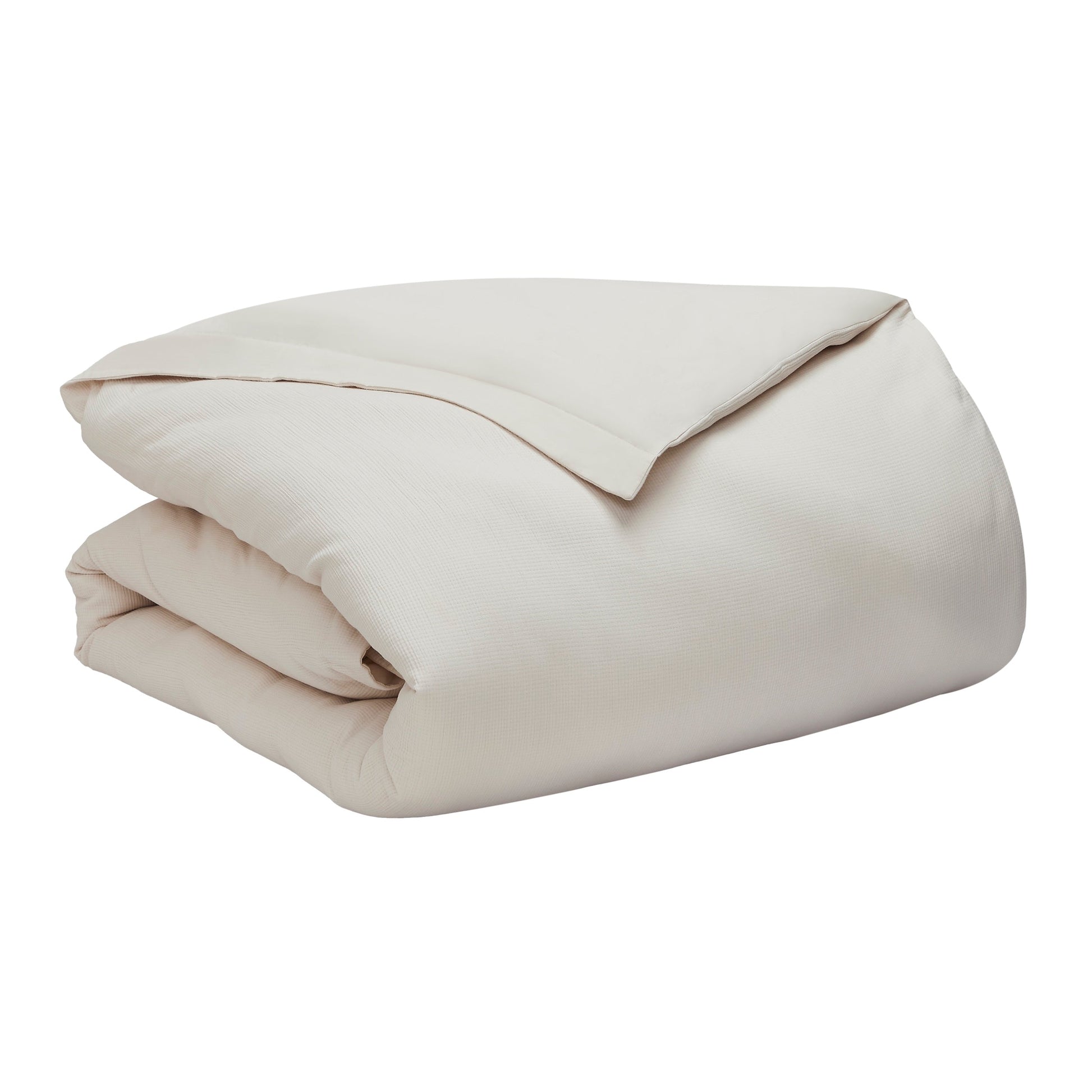 DT-068-10692_8|Crisp light beige folded duvet cover, showcasing its elegant texture and clean lines for modern bedroom bedding.