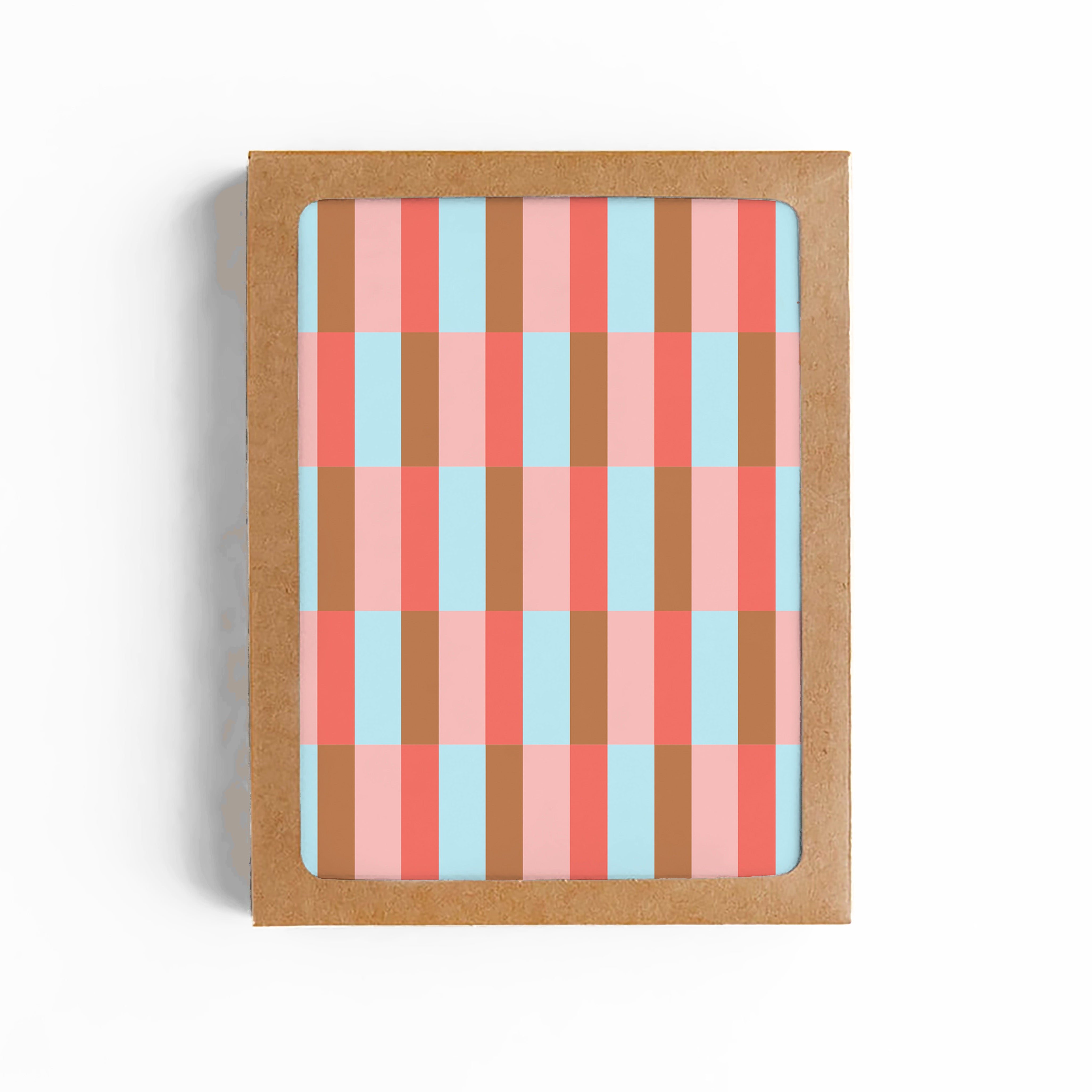 Retro Striped Checkerboard Blank Card-Boxed Set of 8