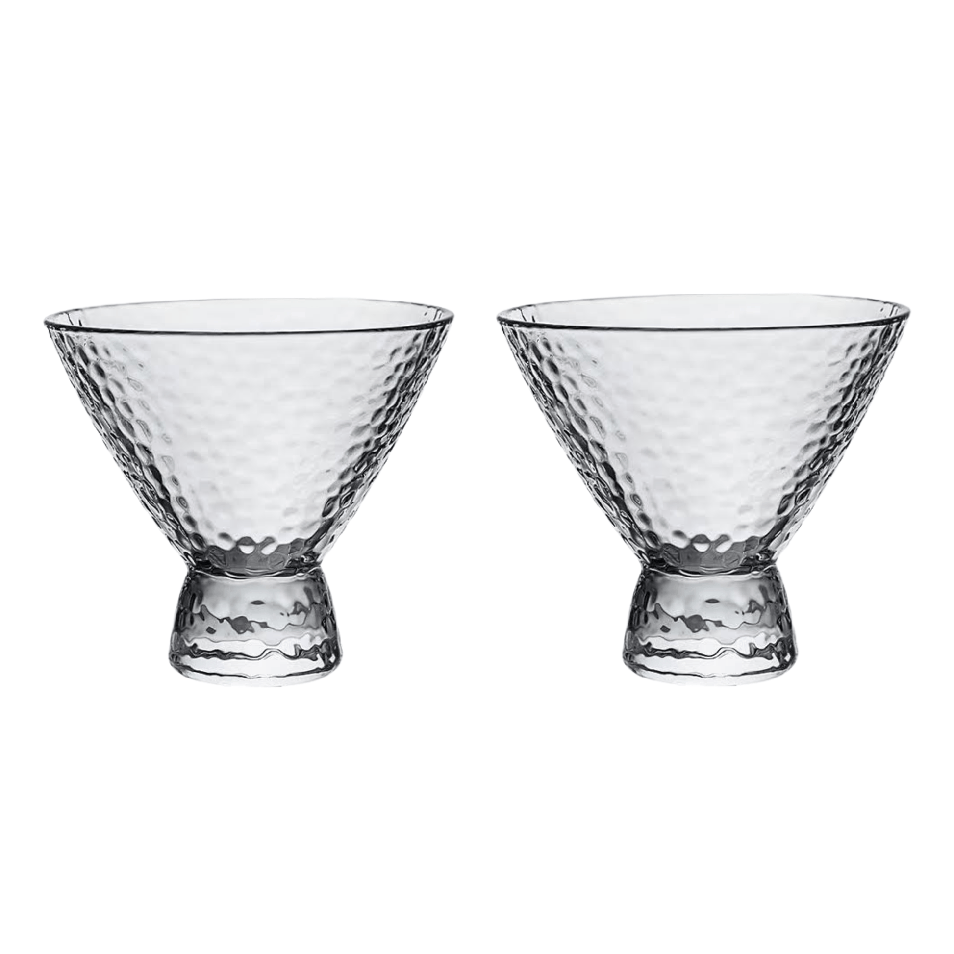 Clear Hammered Cocktail Martini Glasses 8.5oz Set of 6