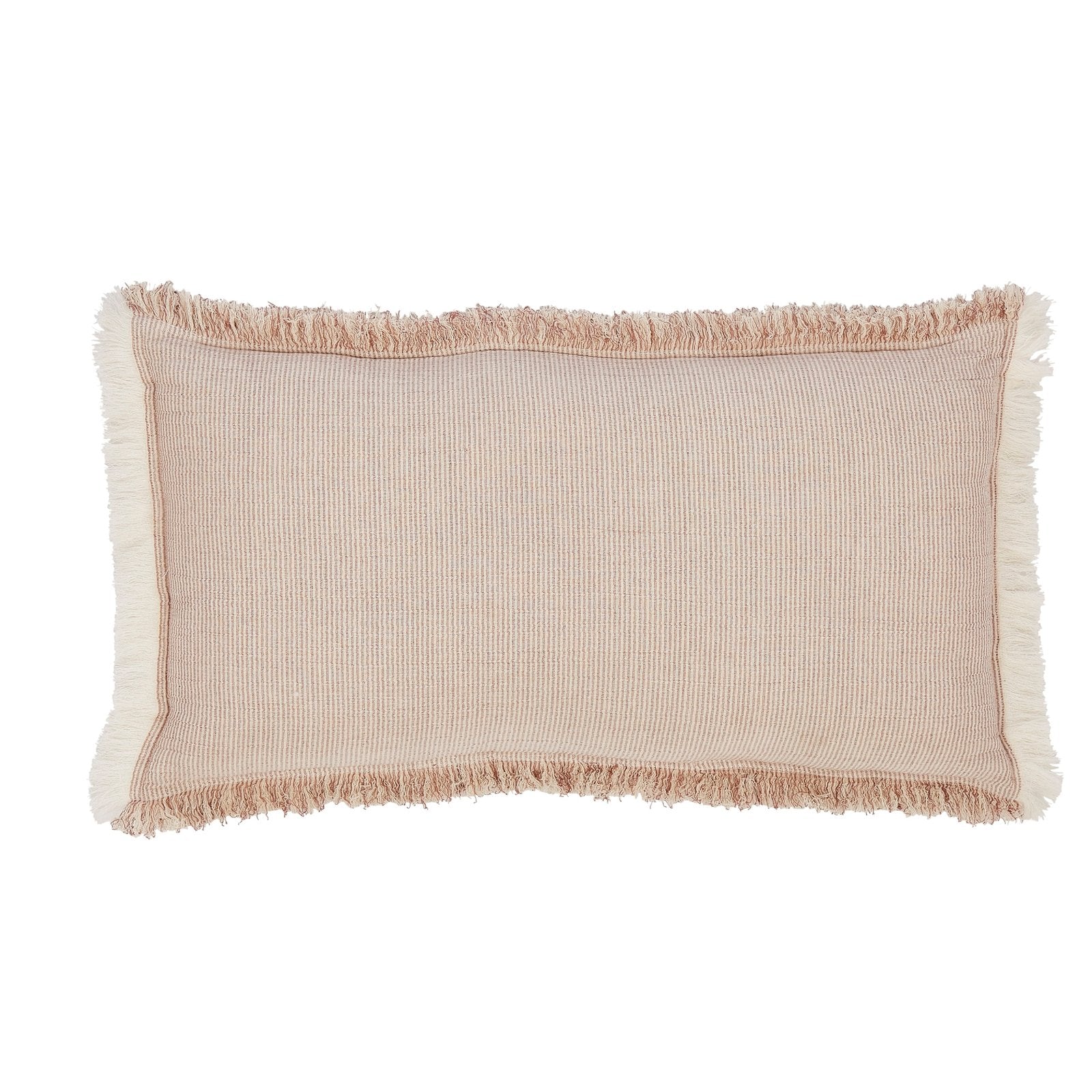 TP-112-1426_1|Stylish rectangular beige textured pillow with decorative fringe details. Adds a cozy, rustic accent to any sofa or bed.
