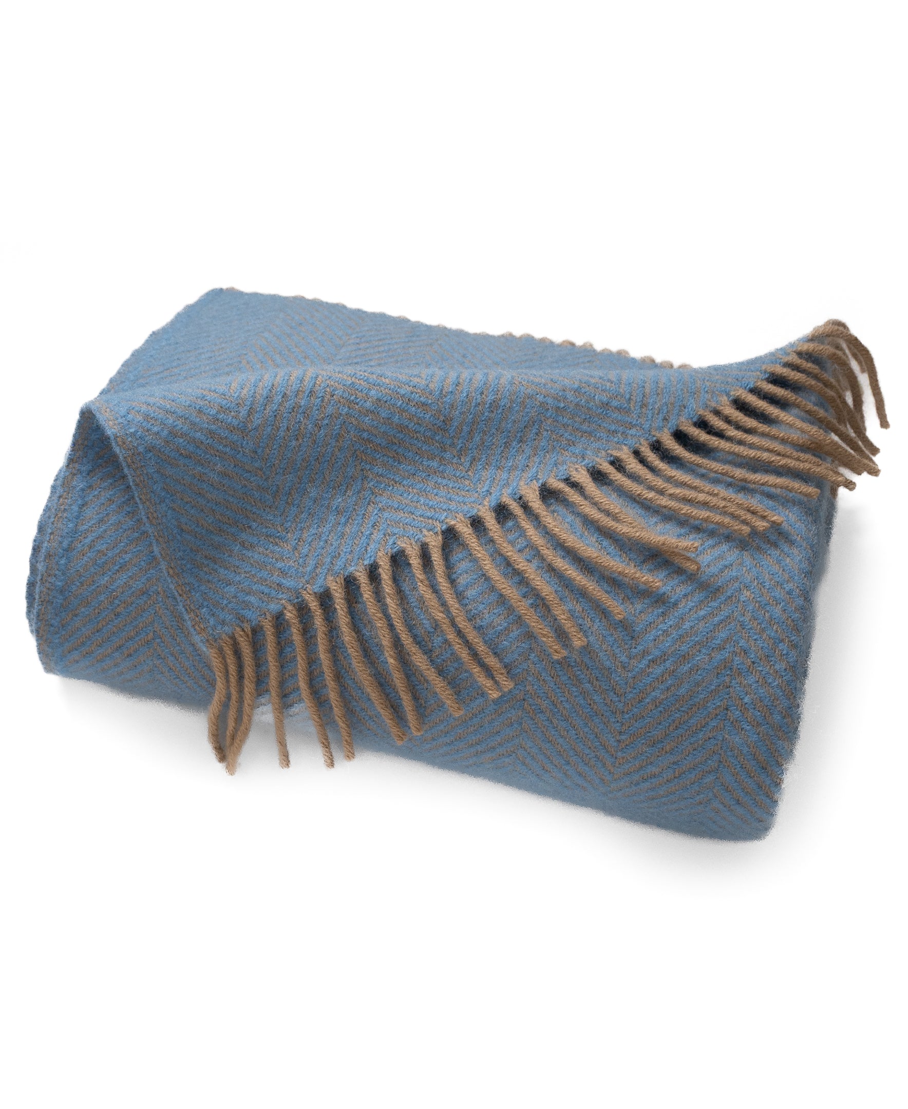 Highland Tweeds Herringbone Pure New Wool Throw ~ Peconic Blue ~-Throws and Blankets-[bar code]-Prince of Scots