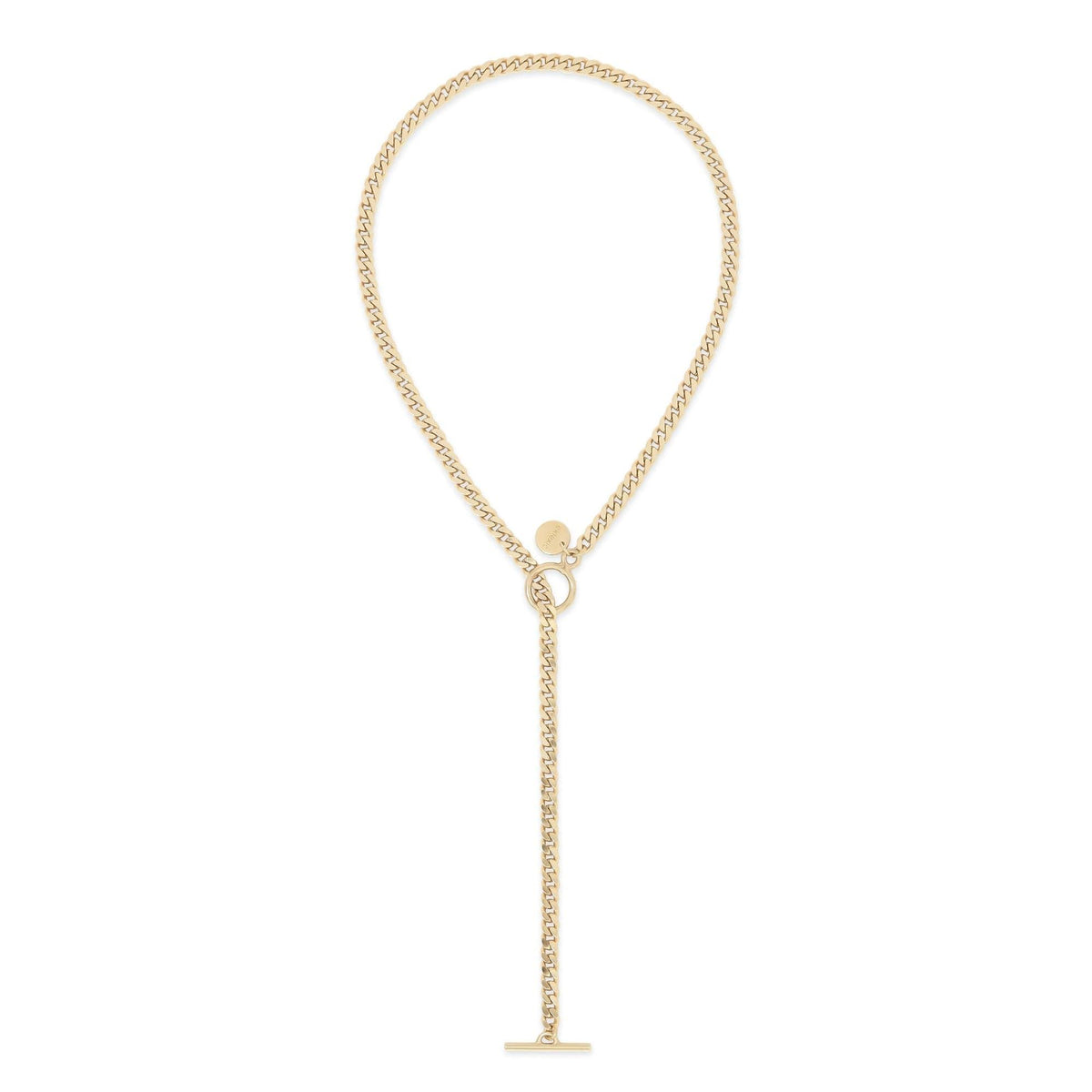 Gold-toned chain lariat necklace from Micro Link Curb Chain Convertible Lariat collection