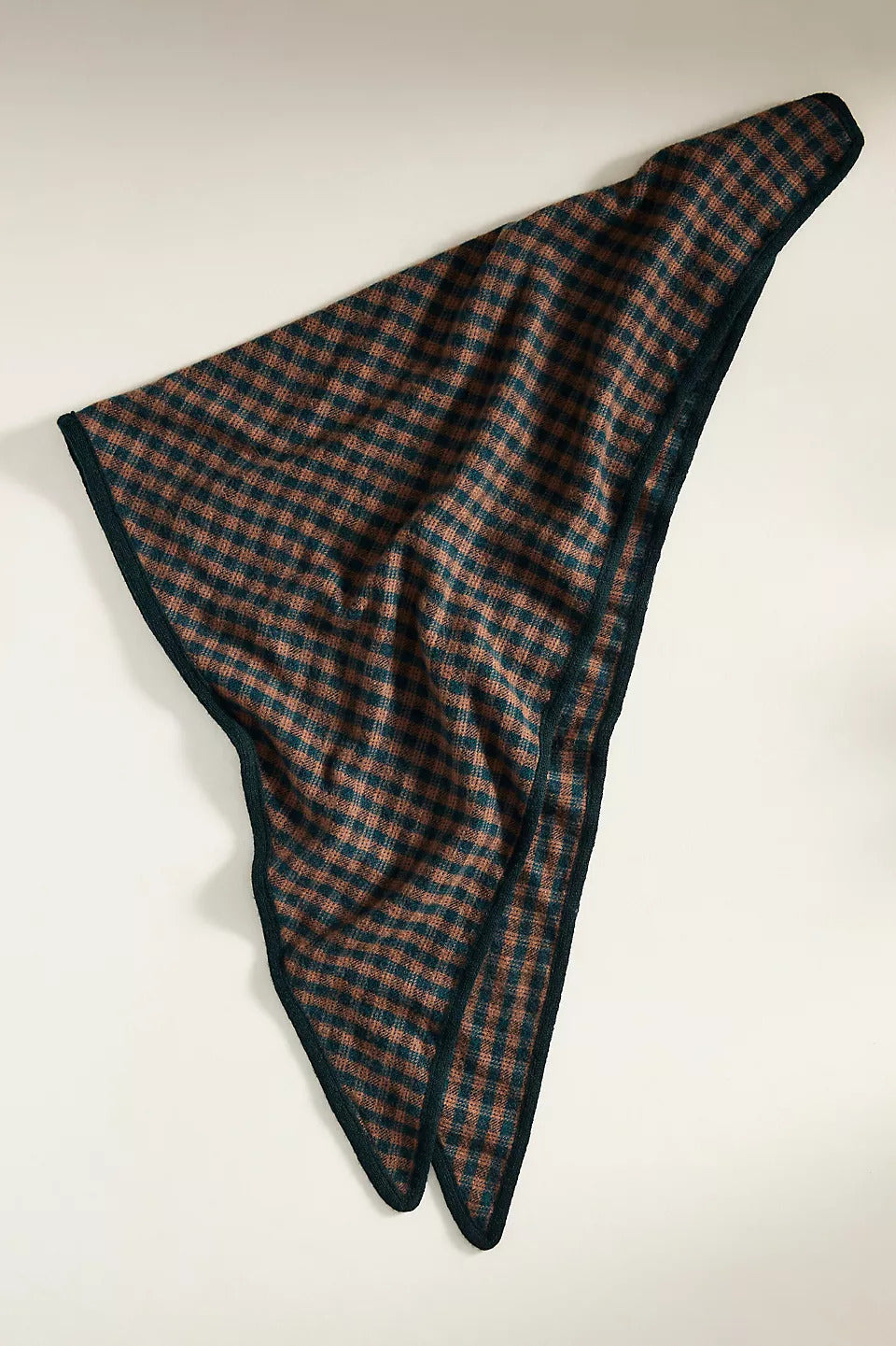 Plaid Wool Triangle Scarf - Black