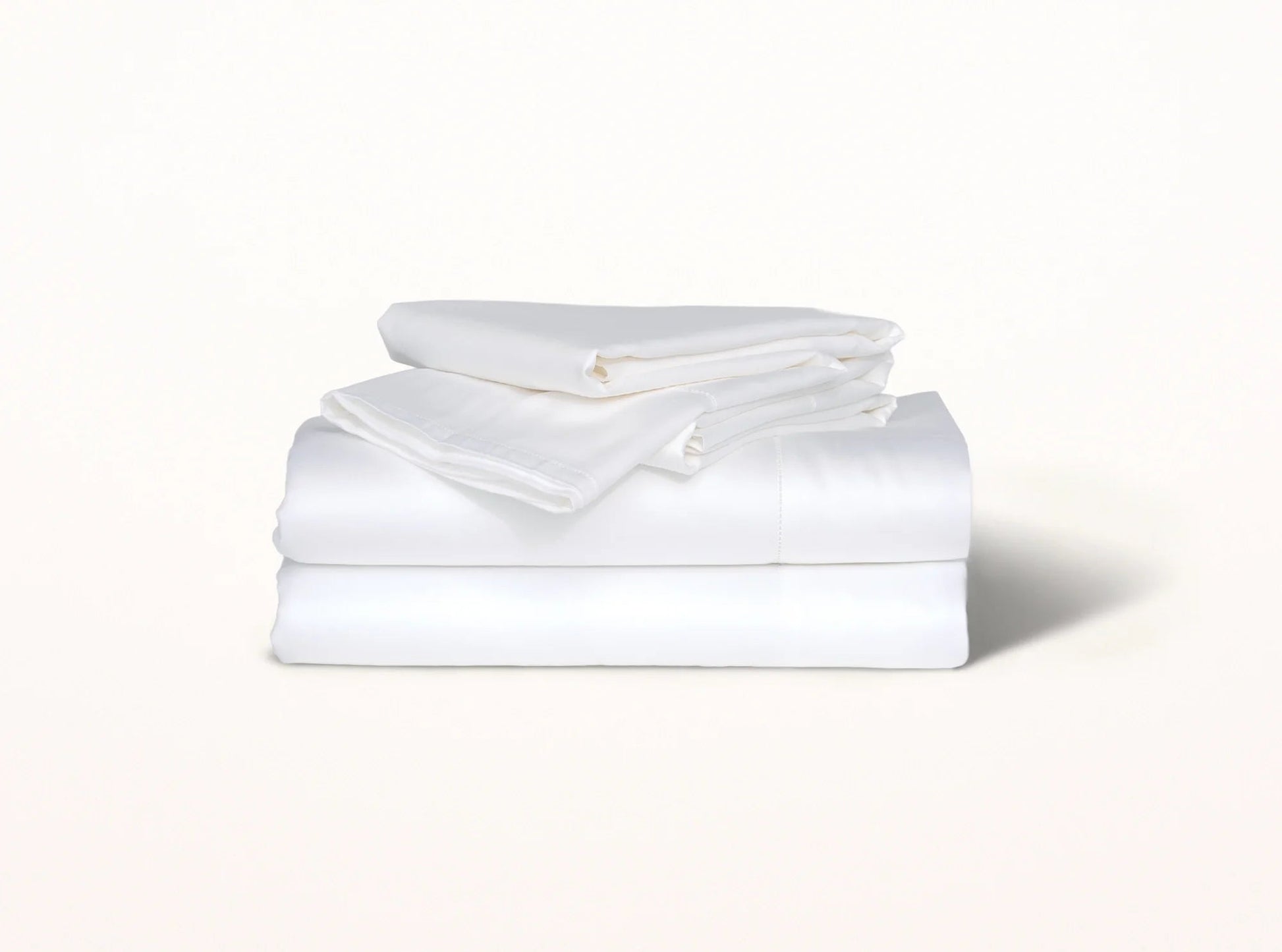 Organic cotton sateen hemstitched sheet set in white - luxury bedding made in Portugal
