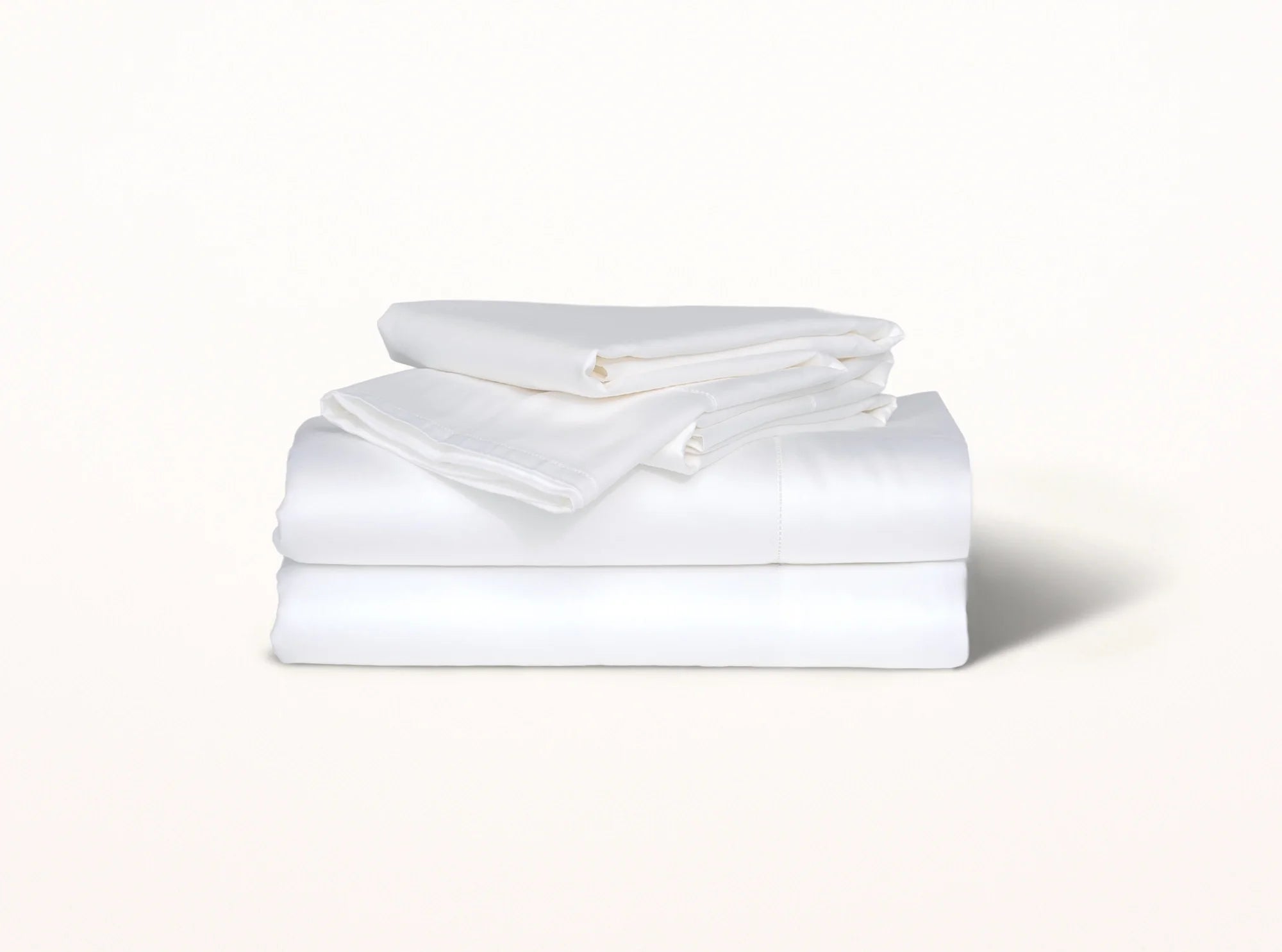 Organic cotton sateen hemstitched sheet set in white - luxury bedding made in Portugal