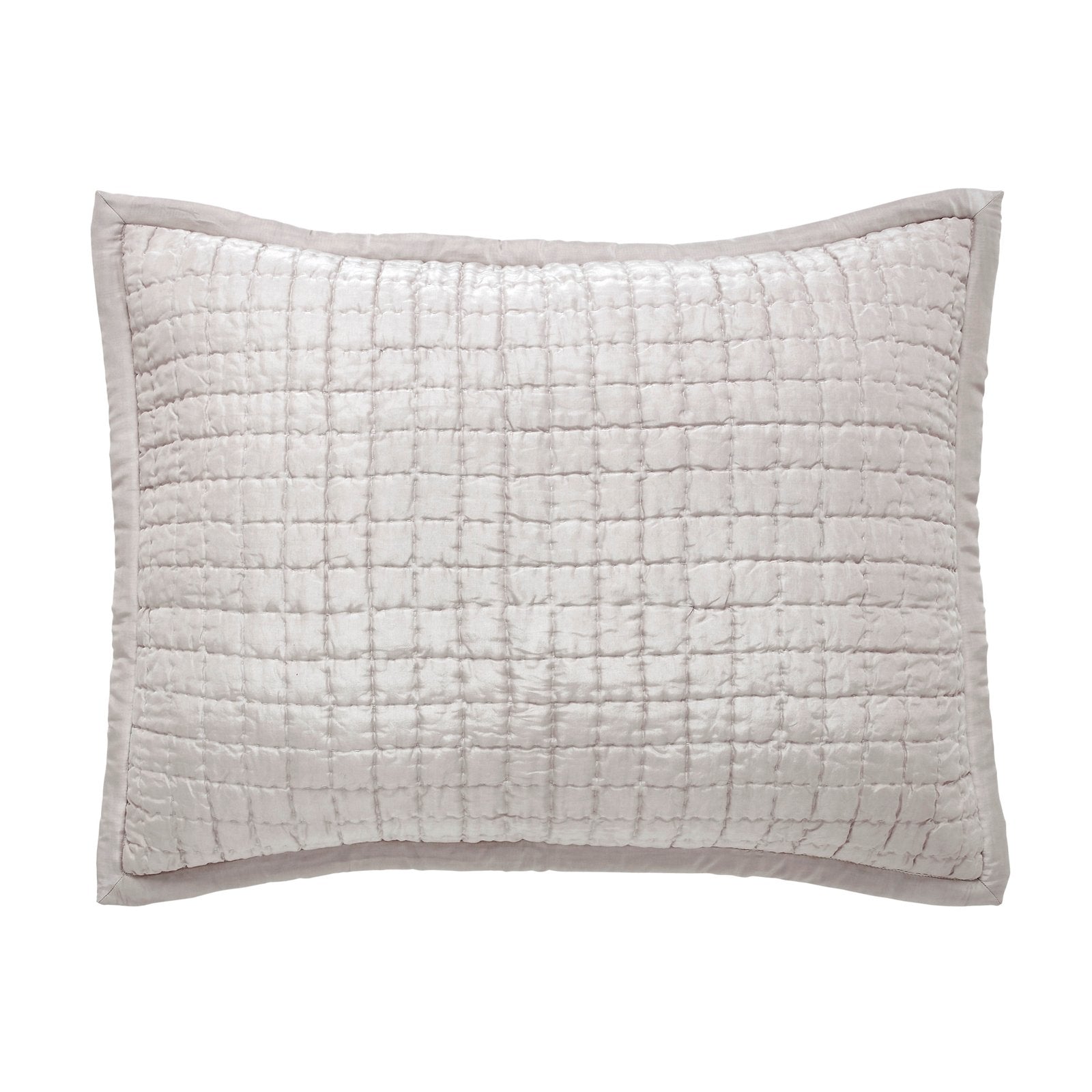 SS-178-2026_1|Light grey/beige quilted coverlet pillow sham, square stitching, adding a luxurious touch to any bedroom bedding set.