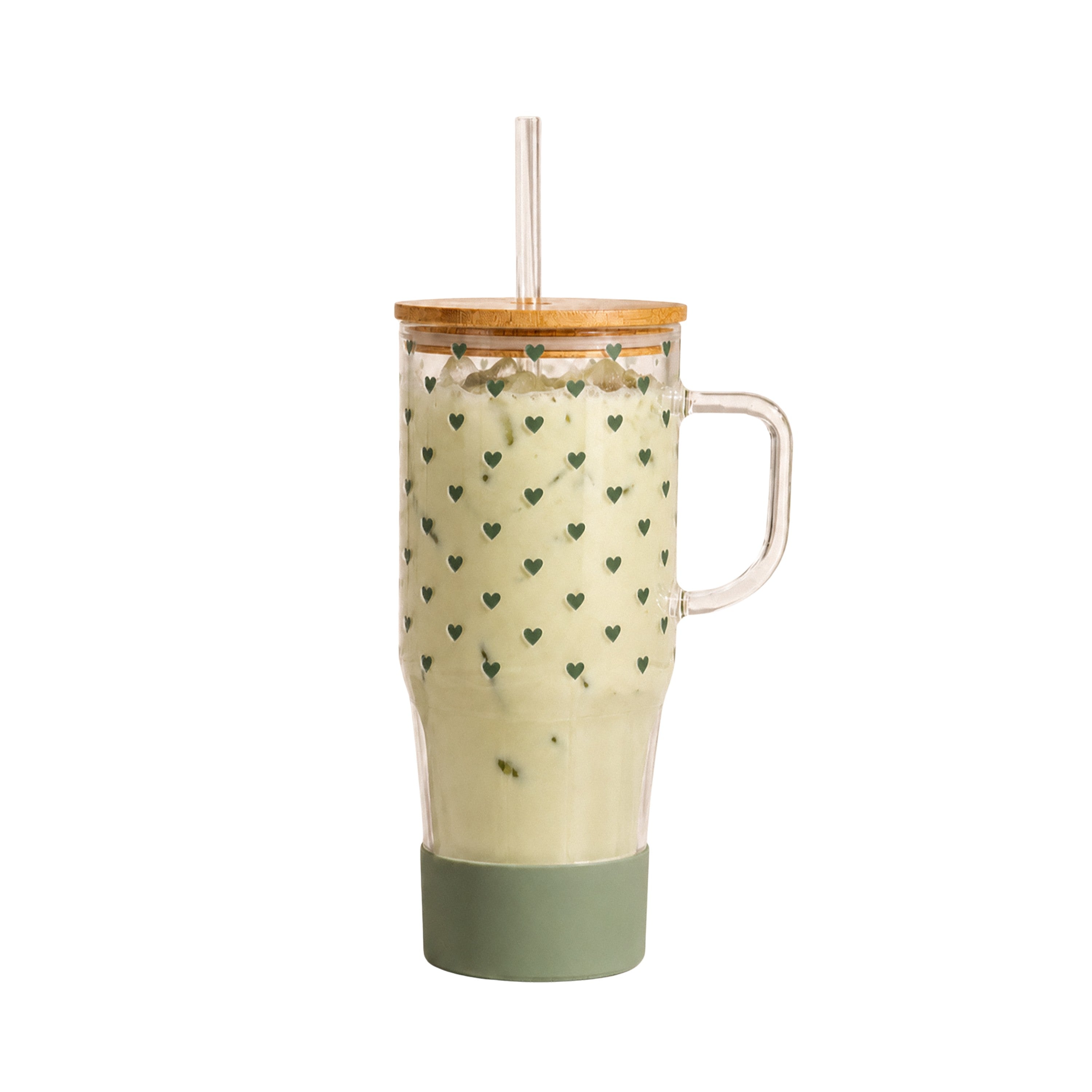 Seafoam Mini Heart 32oz Glass Tumbler & Boot Bundle