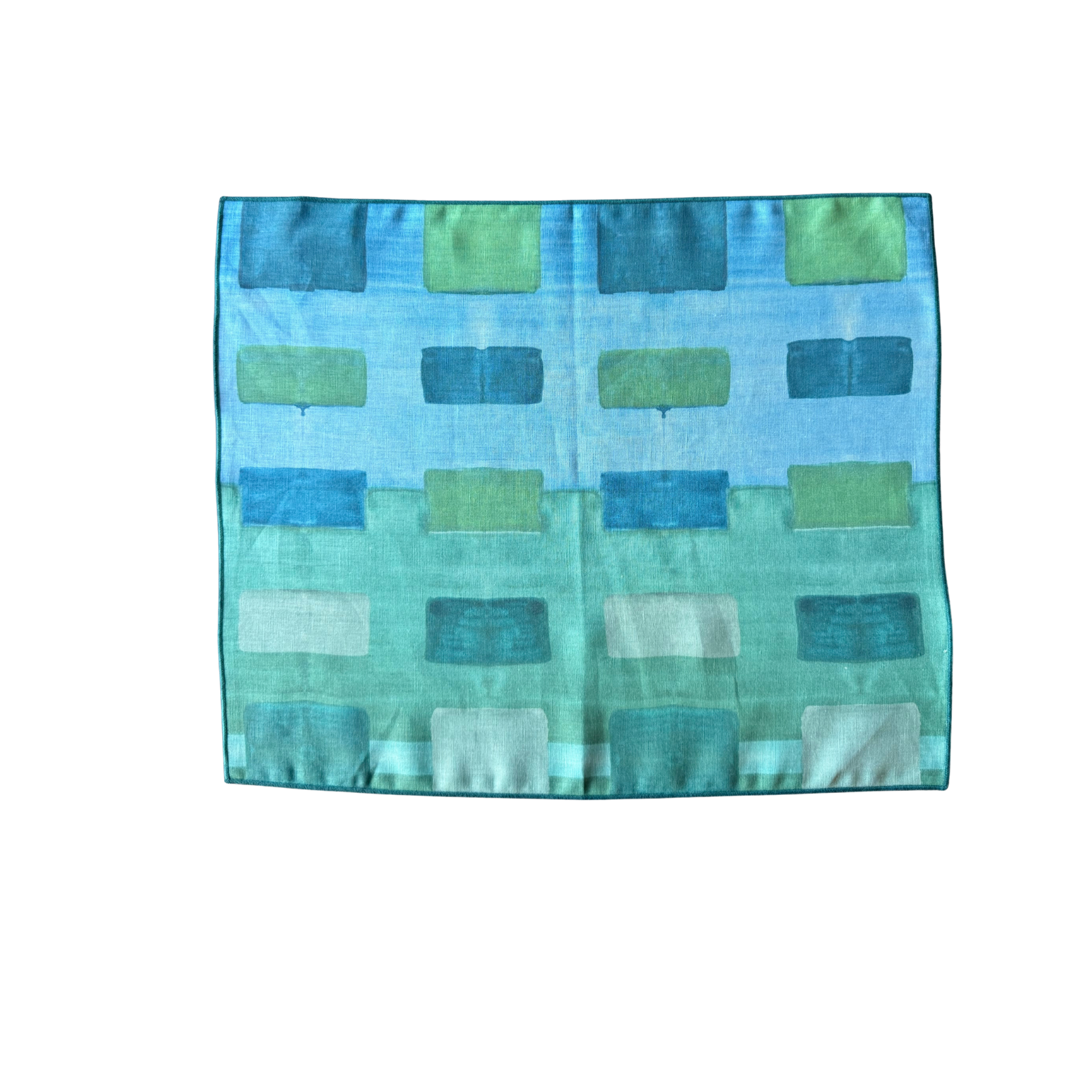 Blue Tapestry linen placemat 15x18 single placemat flat lay - Goldie Home