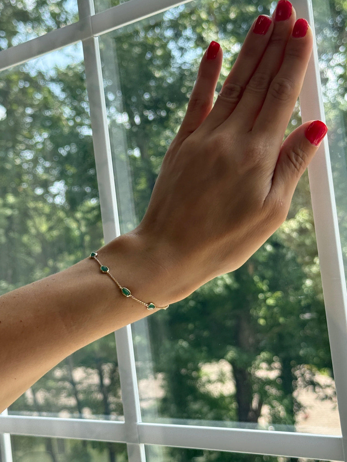 Emerald Spark (large) minimal everyday fine jewelry in solid gold and sterling 925 silver with natural gemstones.