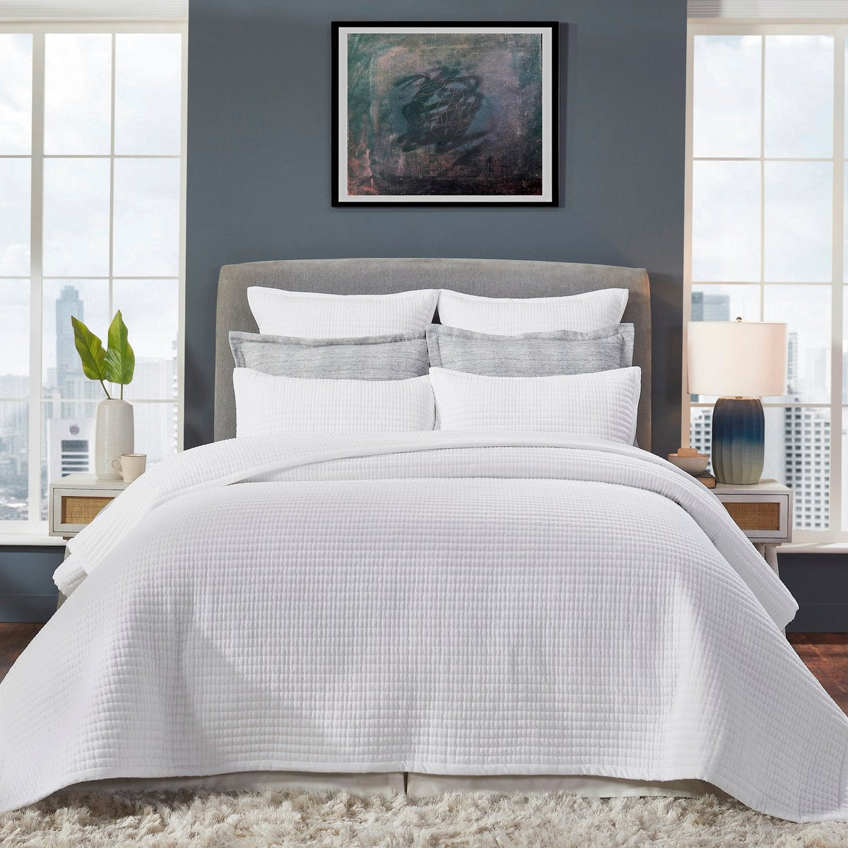 CL-187-X_1|Clean white duvet set with simple, elegant design creates a fresh and inviting ambiance in a modern bedroom setting.