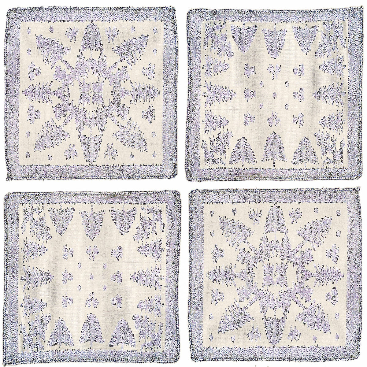 Prince of Scots Scottish Leno Gauze Cocktail Napkins ~ Silver Lurex ~-Home Gifts-810032752361-MadrasSilverNapkin-Prince of Scots