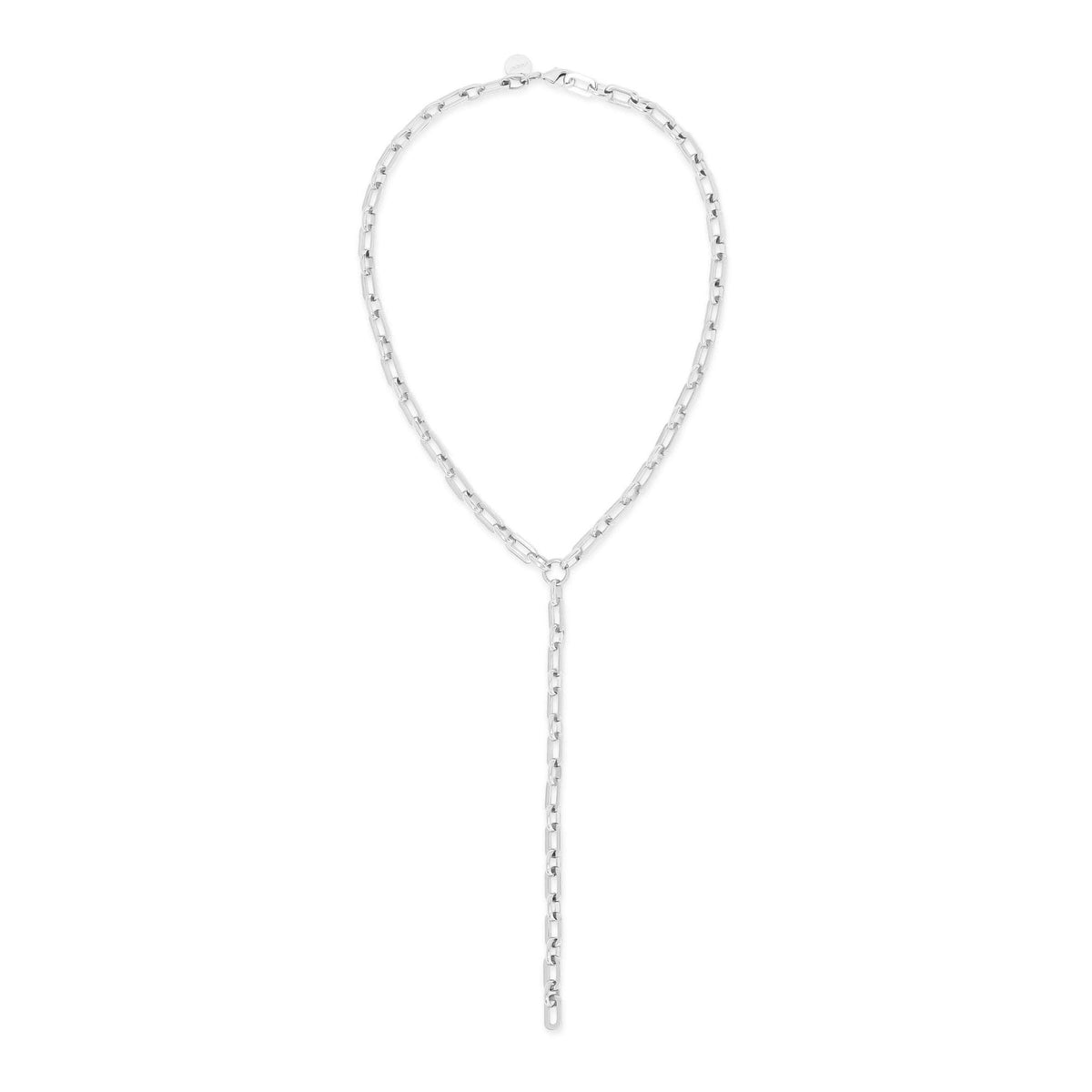 Silver Liv Lariat chain necklace with a stylish drop for a chic look