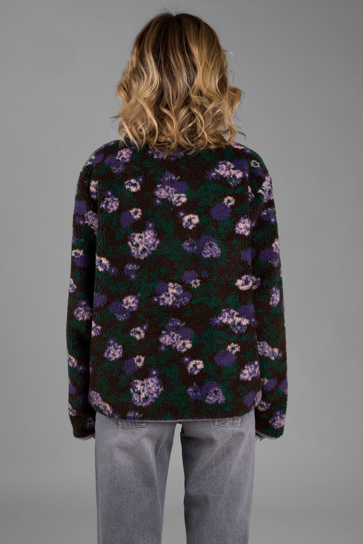 Floral Sherpa Jacket Black