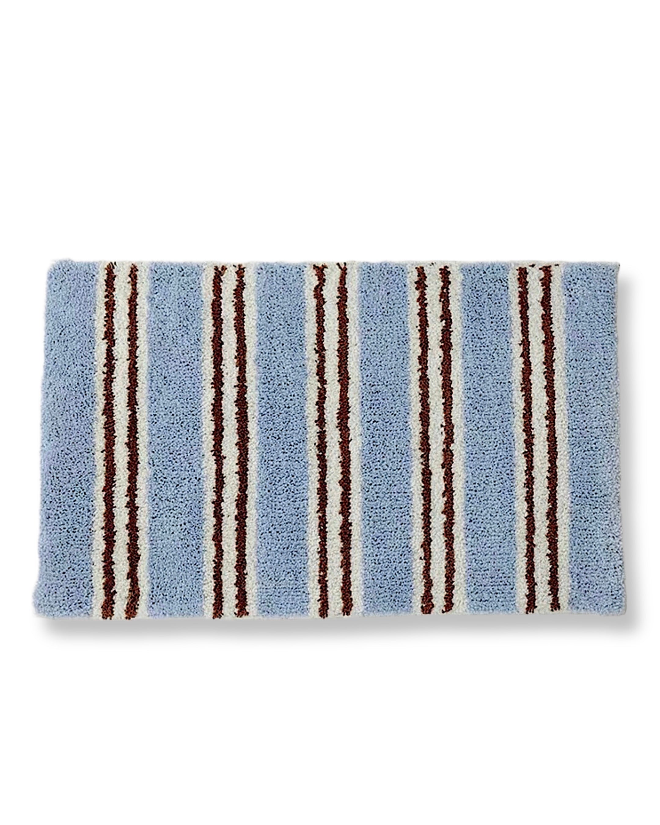 Ultra Soft Retro Blue Stripe Bath Rug