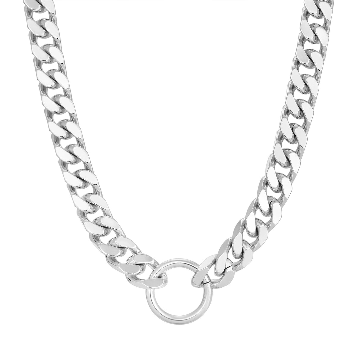 Silver Curb Chain Necklace with Ring from Tate Necklace collection perfect for style