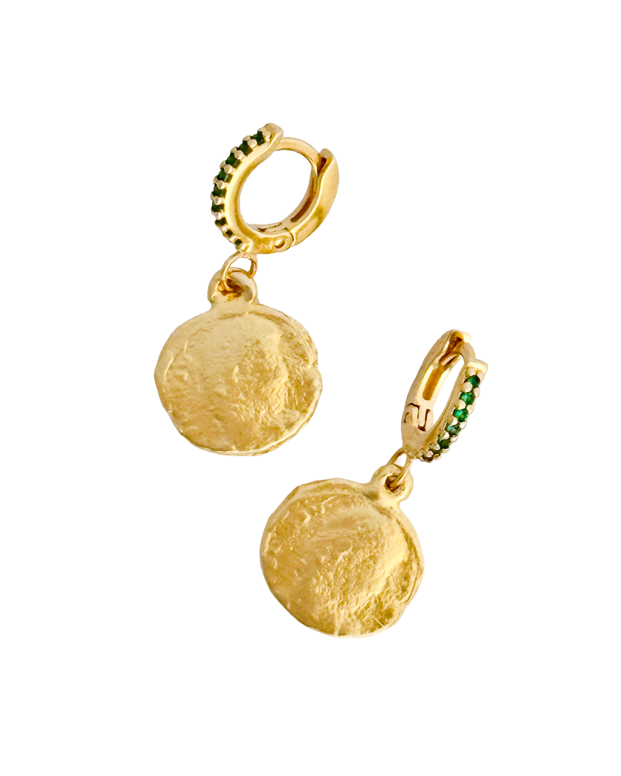 Emerald & Coin Huggies