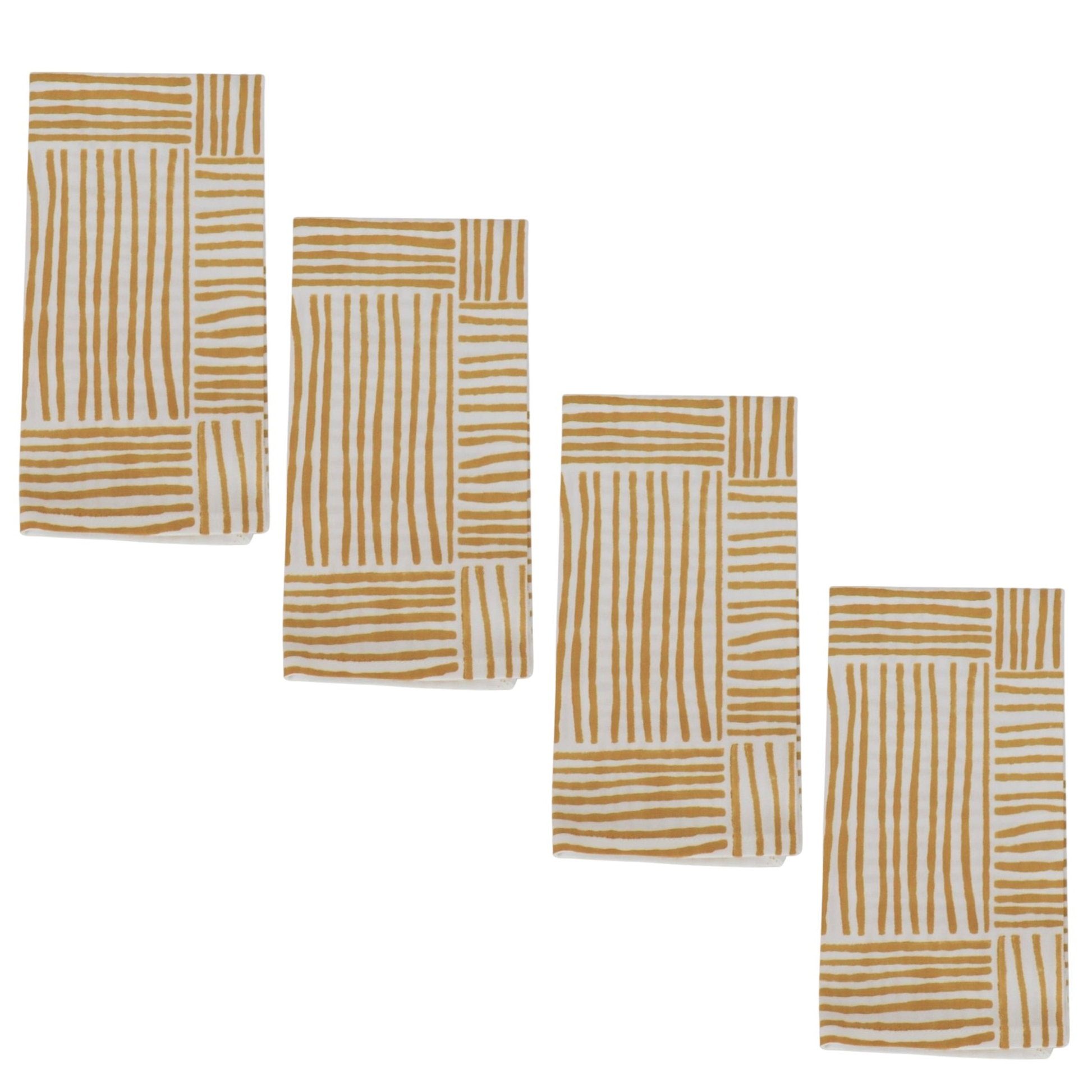 Organic Napkins (set of 4) - Striped, Mustard - The Mended Company