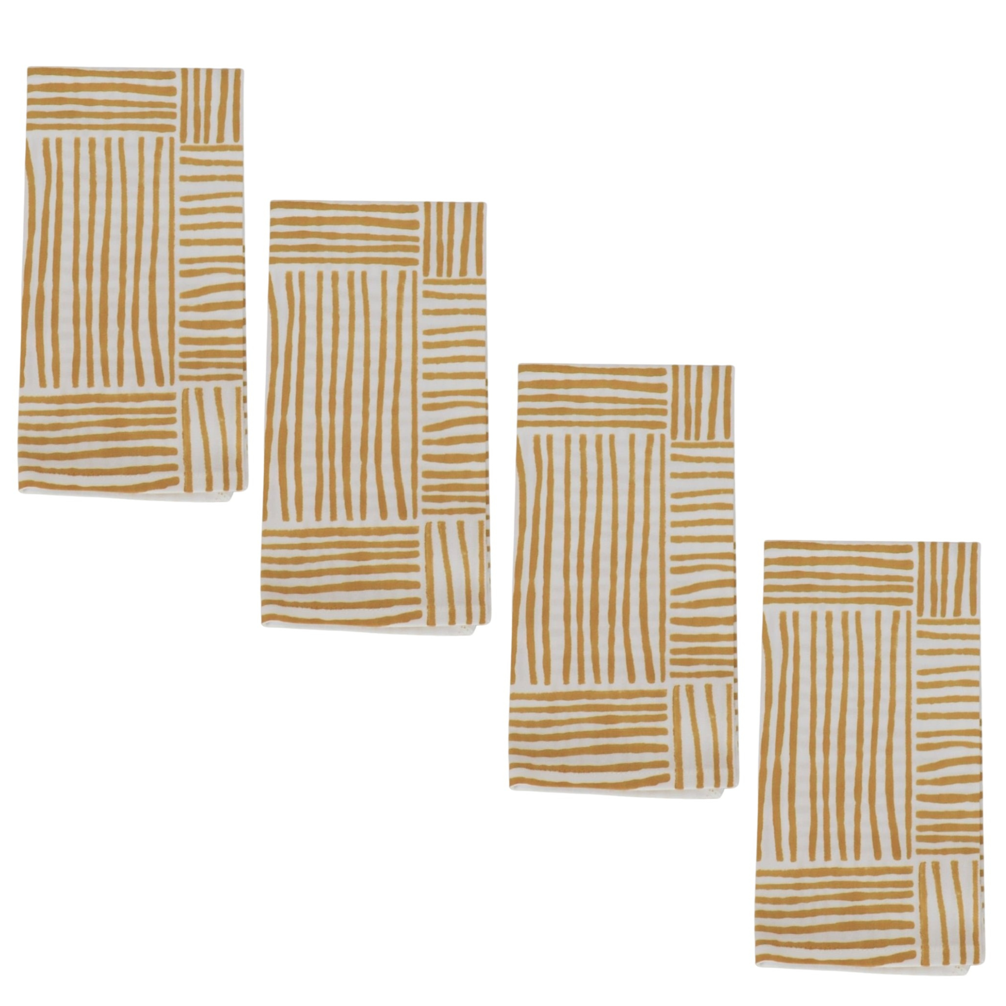 Organic Napkins (set of 4) - Striped, Mustard - The Mended Company