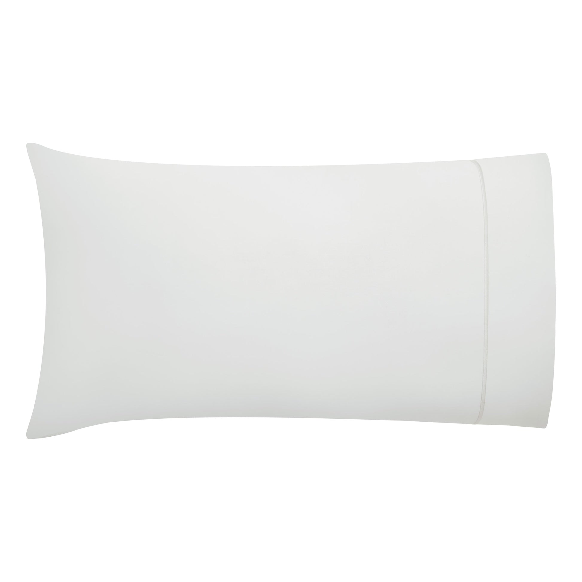 ASP-545-2032_7|Single white 100% cotton pillowcase, standard size, with a horizontal plain stitched hem border on one side.