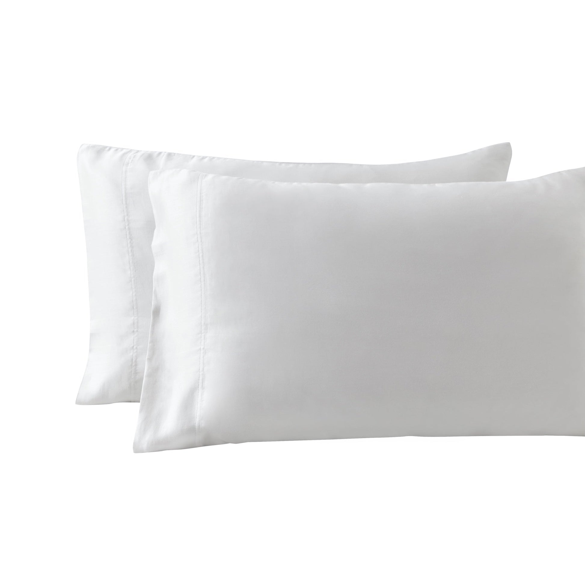 AKP-528-2040_1|Pair of luxurious white 100% Lyocell pillowcases, incredibly soft, silky, and cooling for superior comfort.