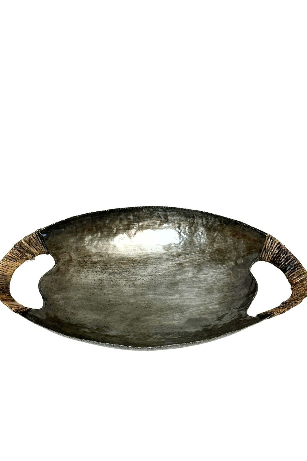 Solid Metal Bowl with Woven Handles