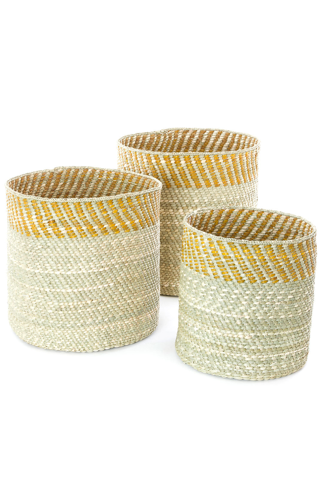 Yellow and Natural Kupanda Iringa Basket - Large