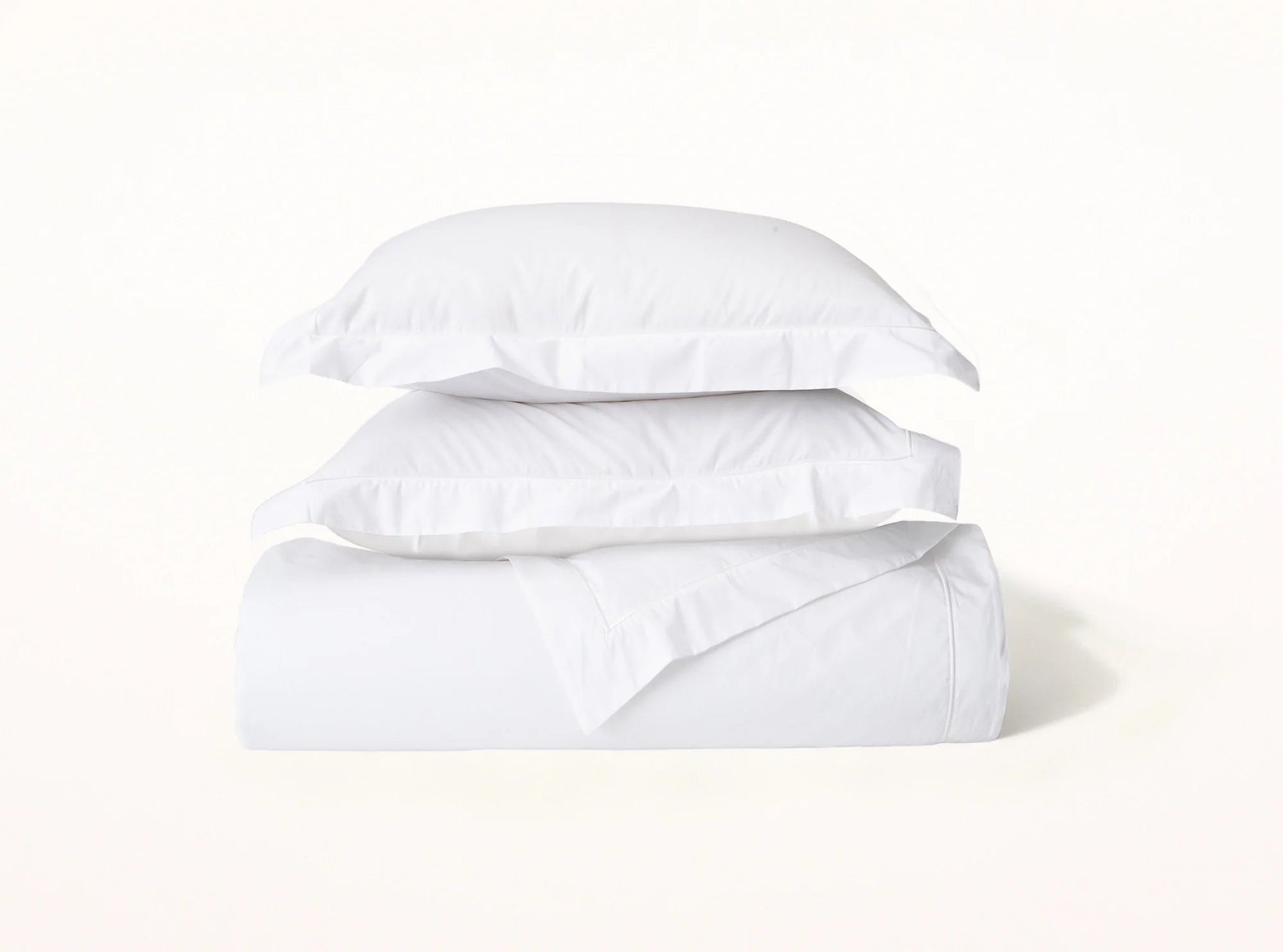 Organic cotton percale embroidered duvet cover in white - crisp luxury bedding made in Portugal