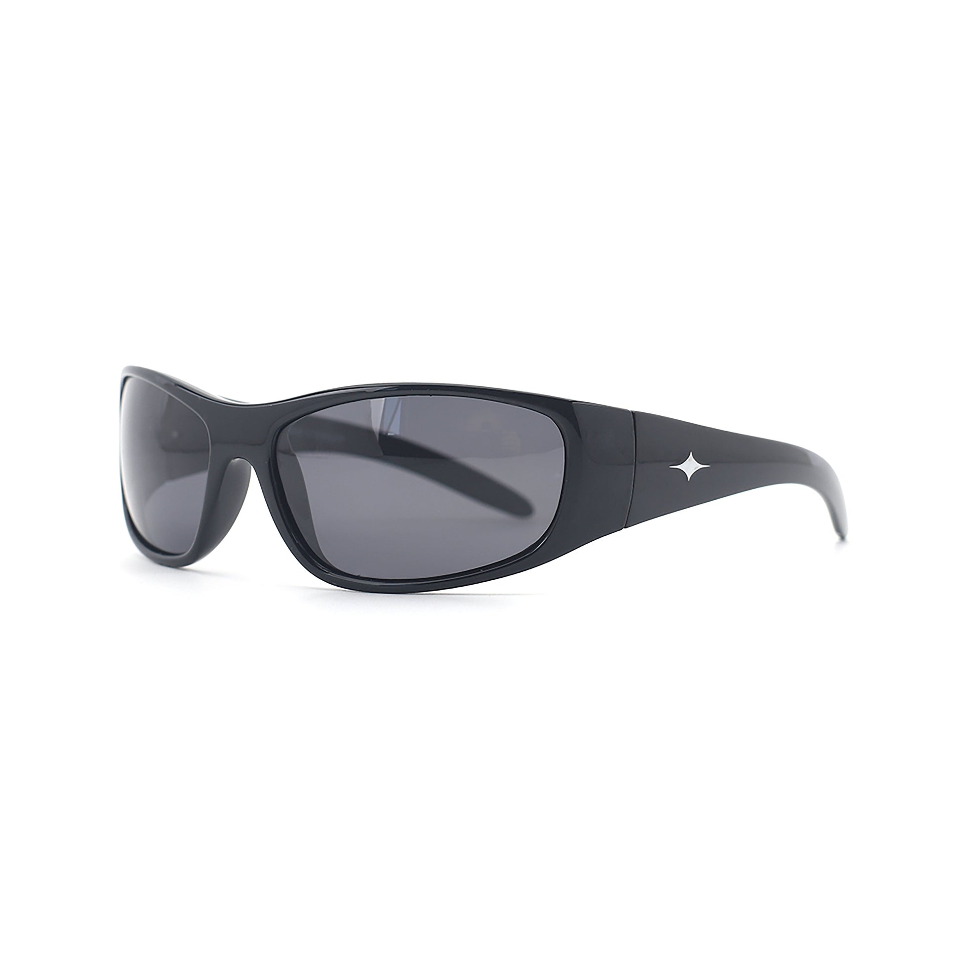 SAD Eyewear Fade wrap around sunglasses in black with polarized grey UV protection lenses
