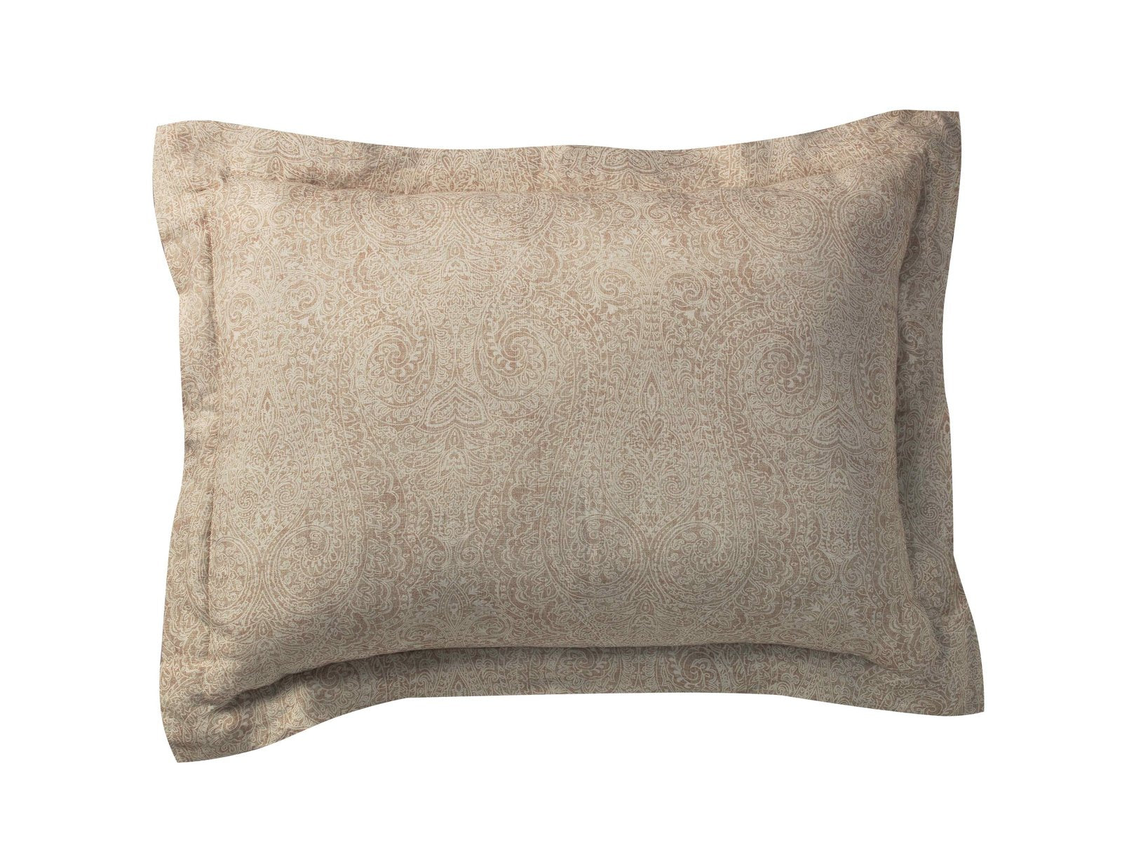 SS-012-X_1|Classic beige paisley patterned pillow sham. Adds a touch of timeless elegance and intricate detail to any duvet cover set.