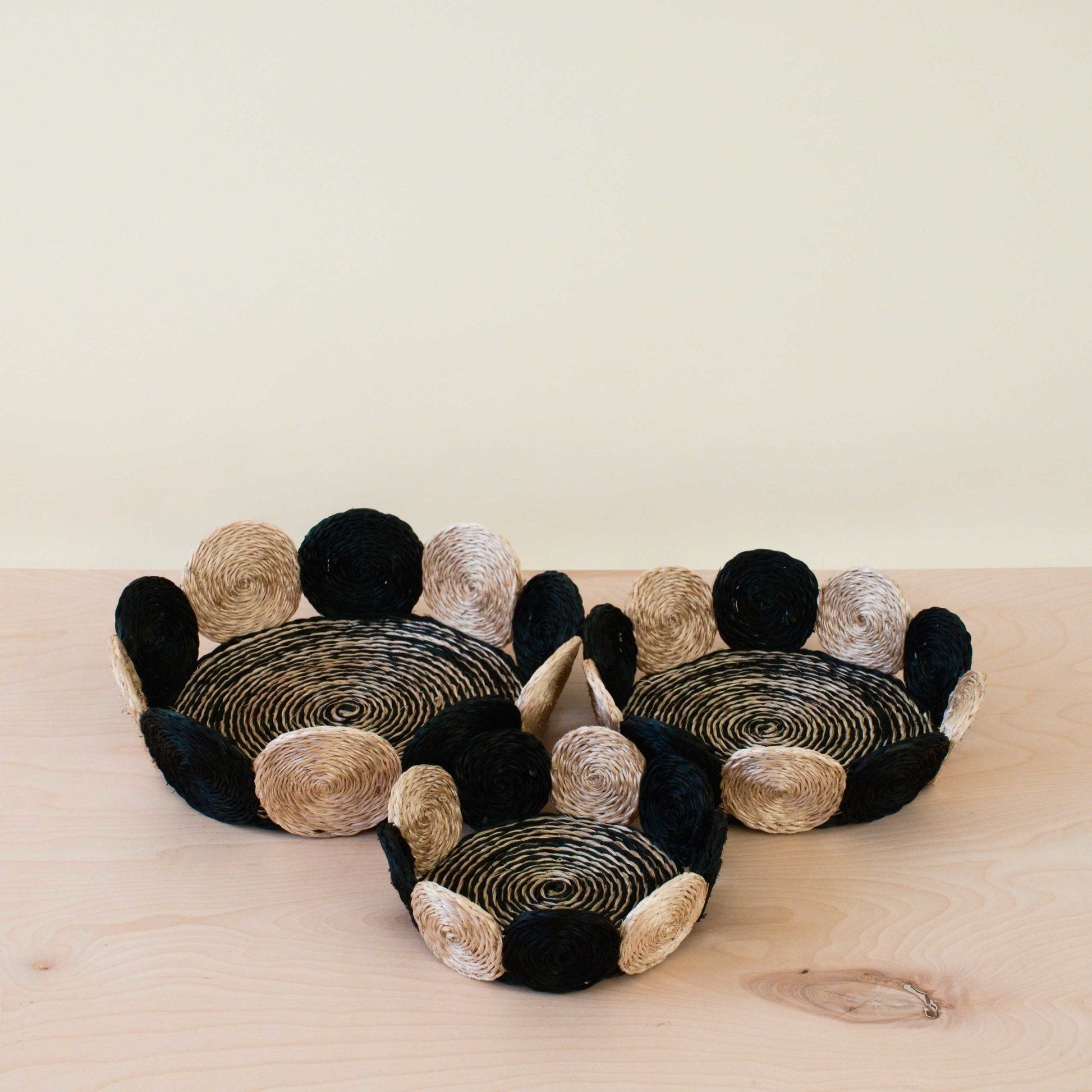 - Black and White Abaca Fruit Basket - Tabletop Basket, set of 3 | LIKHA - LIKHÂ