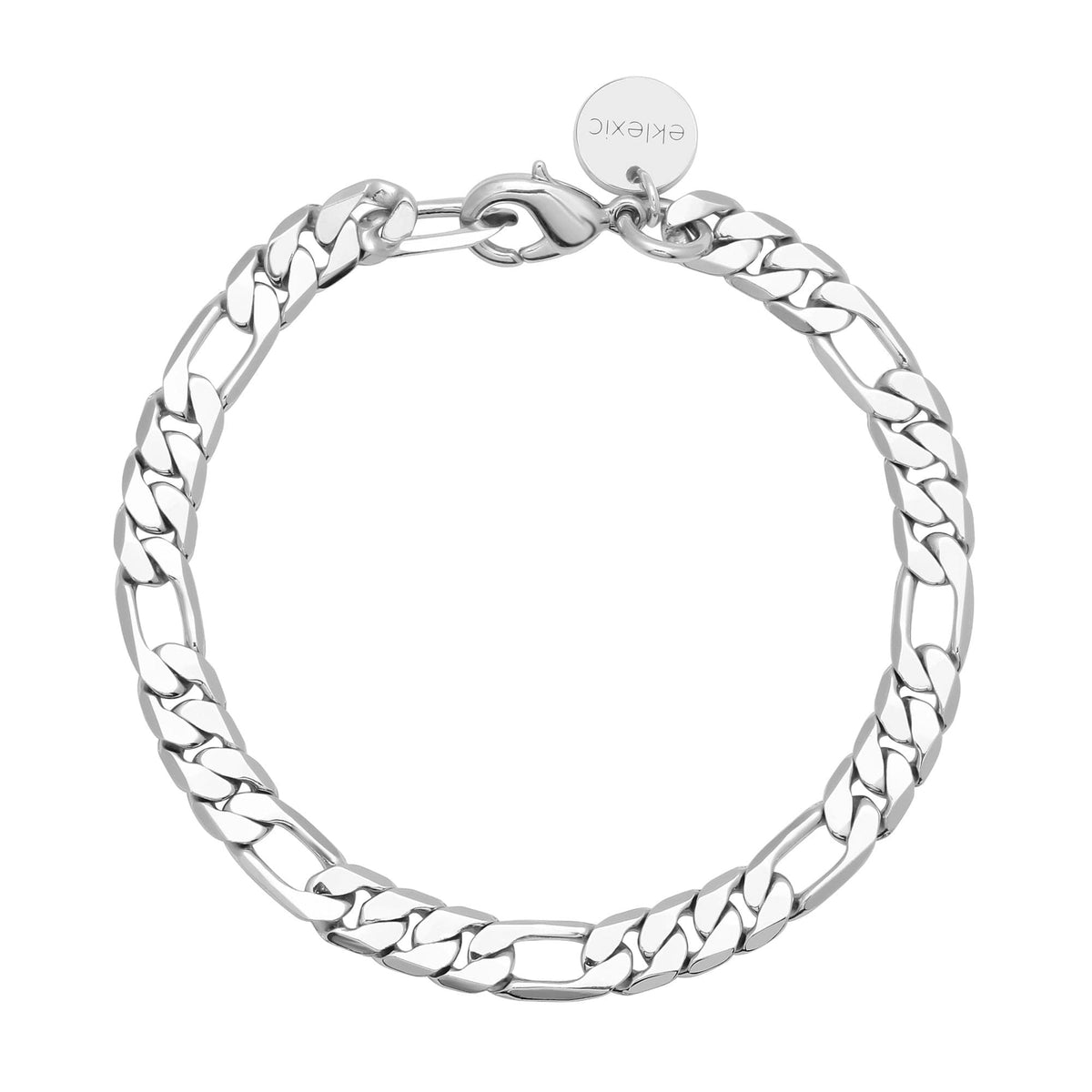 Silver Figaro chain bracelet on Baby Axel Anklet for a cute, modern look
