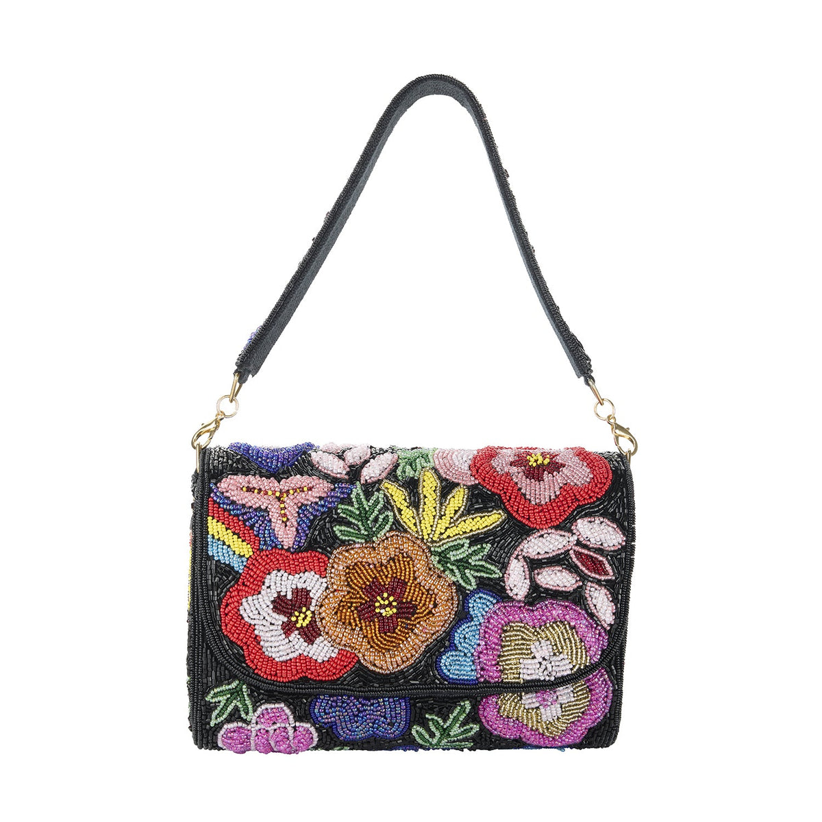 Frida Multicolour Beaded Statement Bag | Wedding Guest Evening Black Clutch