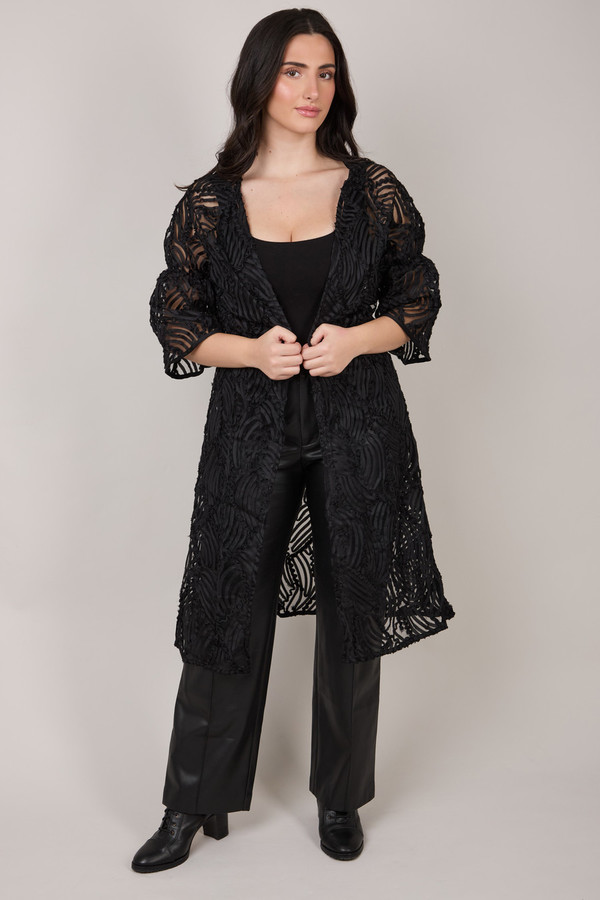 Midi Cutout Duster - Black