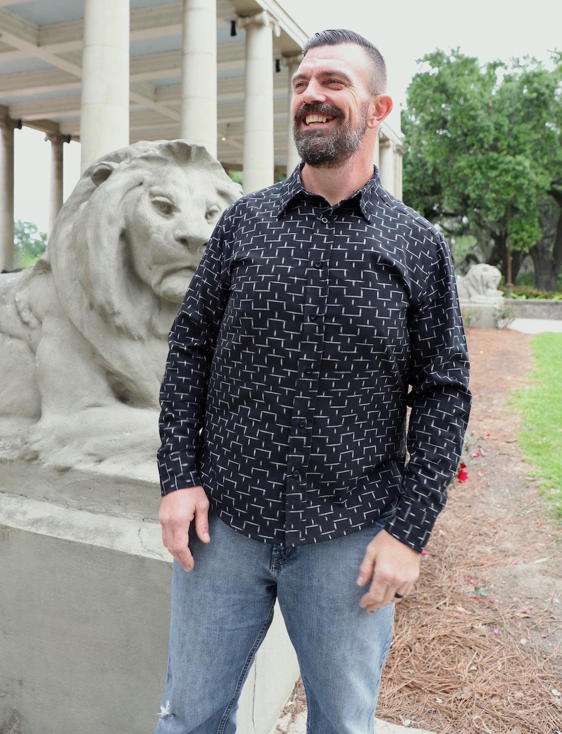 Cirrus Men's Button Down Shirt - Passion Lilie