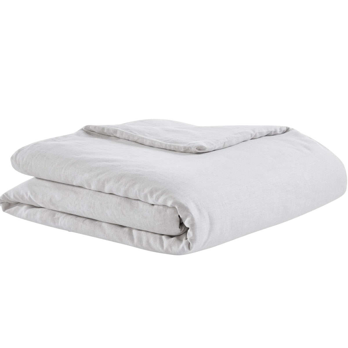 DT-038-10692_6|Folded light grey linen duvet cover with matching pillow, soft and comfortable bedding set for modern bedrooms.