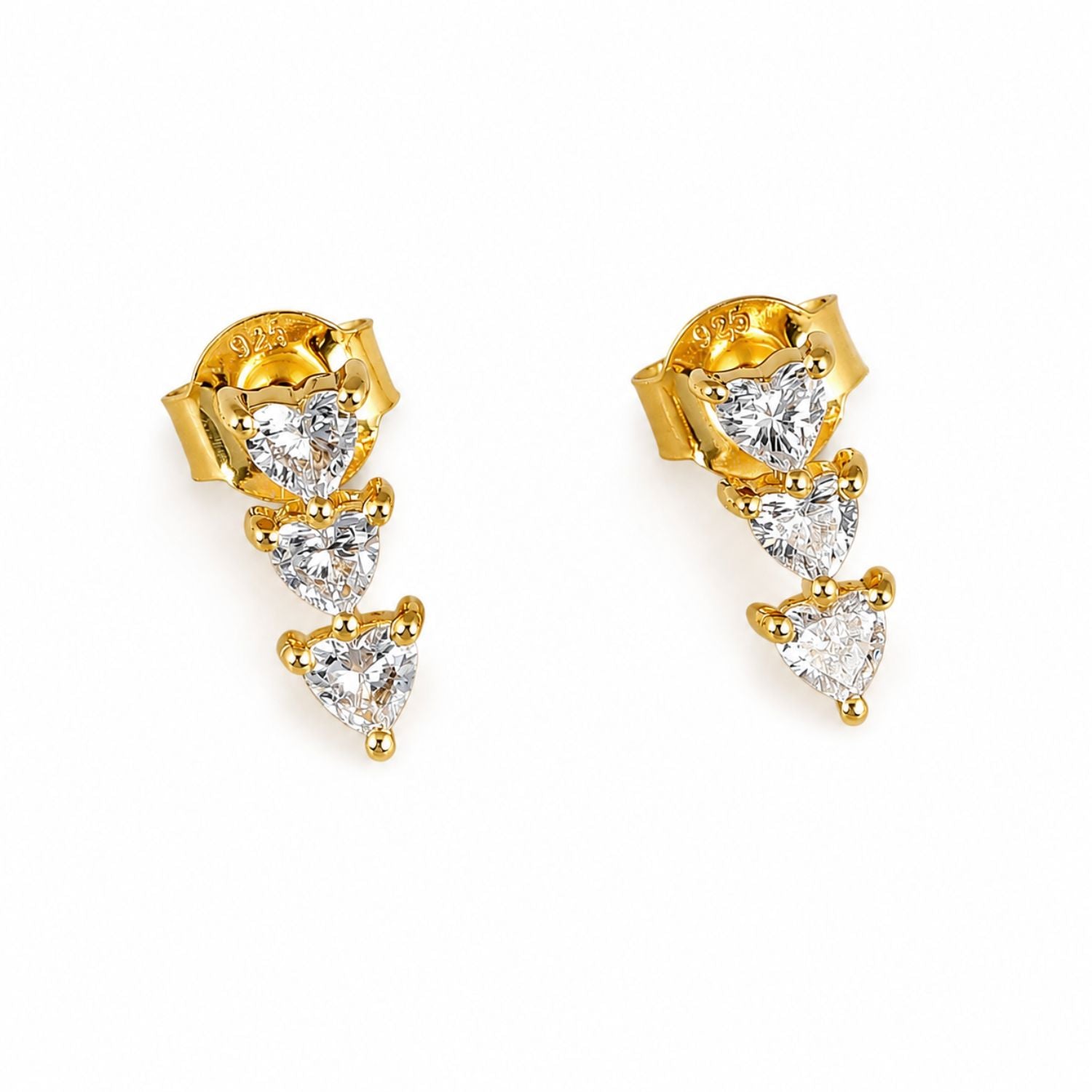 Story of Three Hearts Vertical Climber Earrings